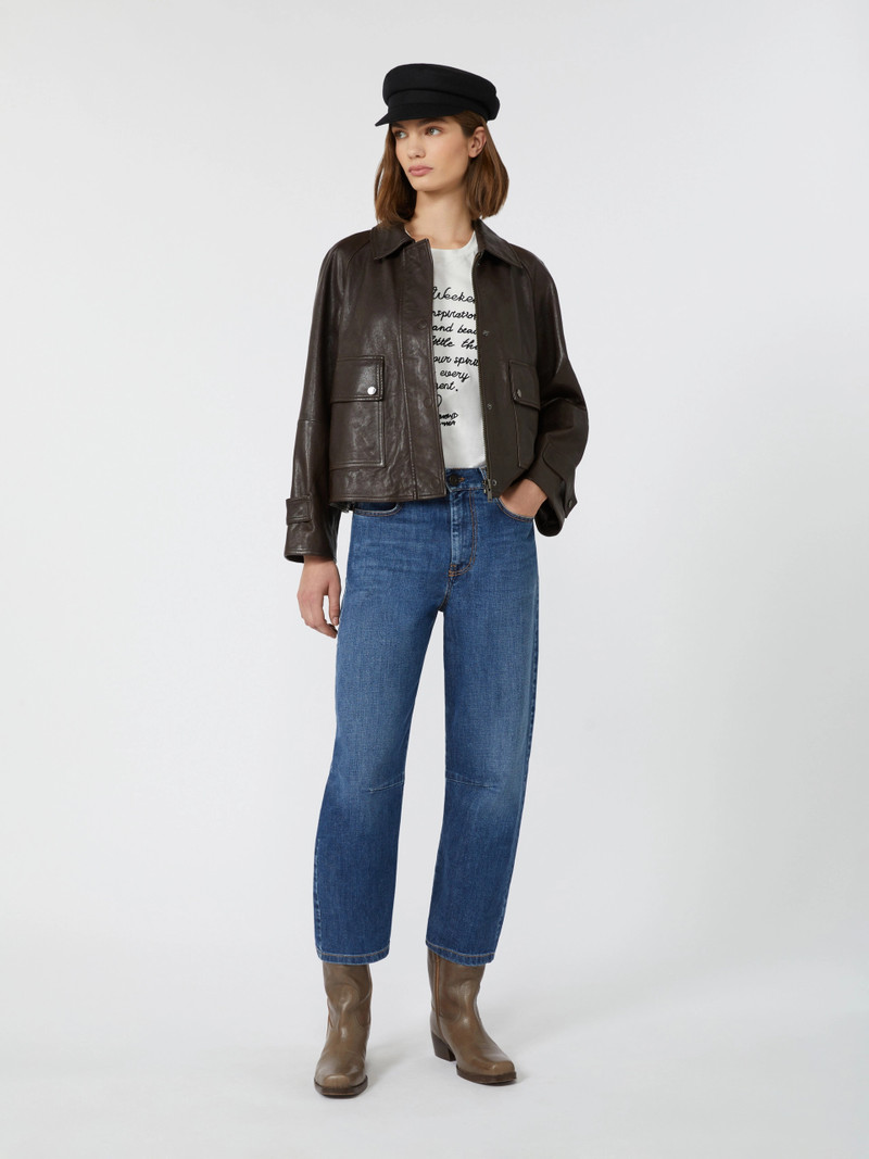 WEEKEND Max Mara Nappa leather shacket - DARK BROWN outlook