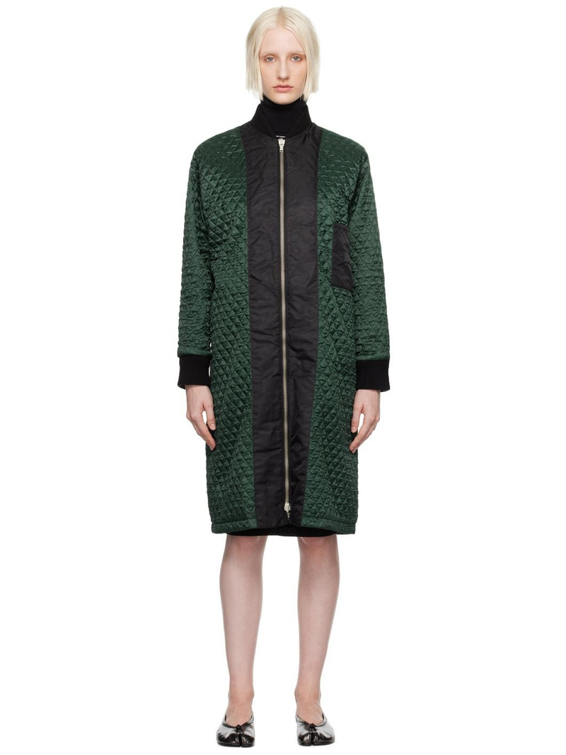 Green & Black Quilted Reversible Coat 1