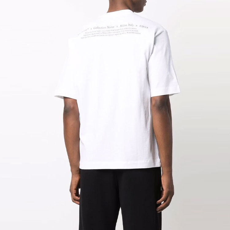 Men's Off-White FW21 Pattern Printing Round Neck Short Sleeve White T-Shirt OMAA119F21JER0170184 - 3