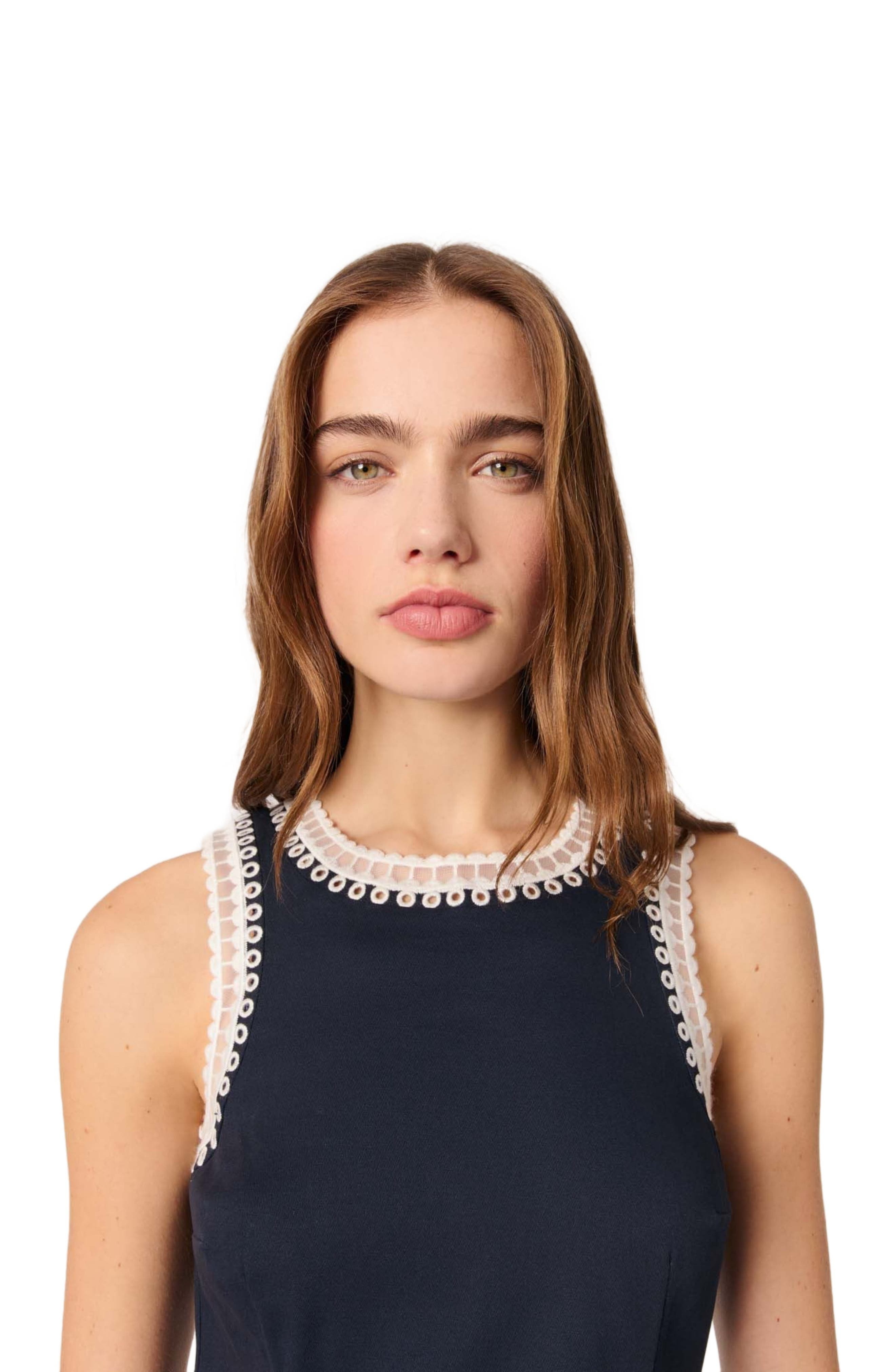 maje Short dress with crochet details in Navy at Nordstrom - 5