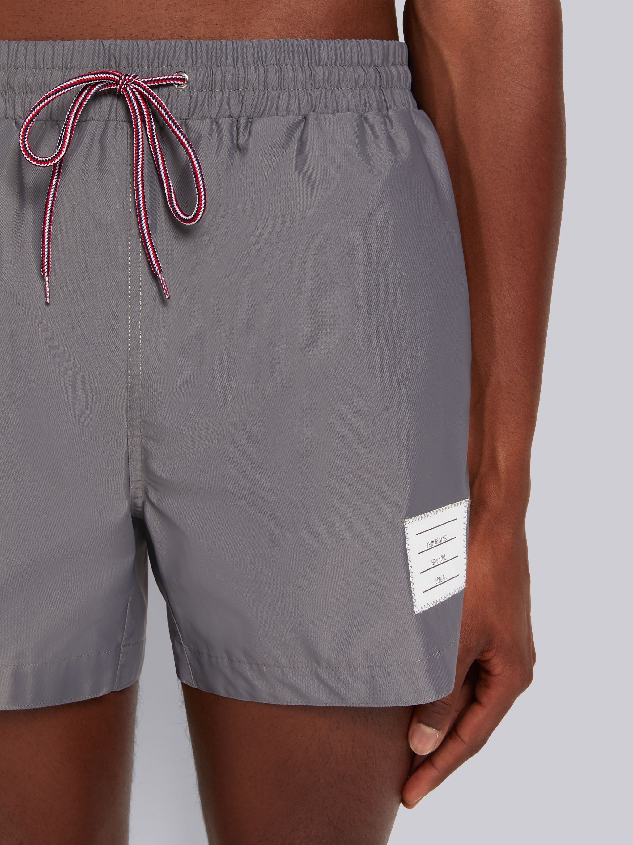 Medium Grey Solid Swim Tech Striped Side Drawstring Waist Swim Short - 5
