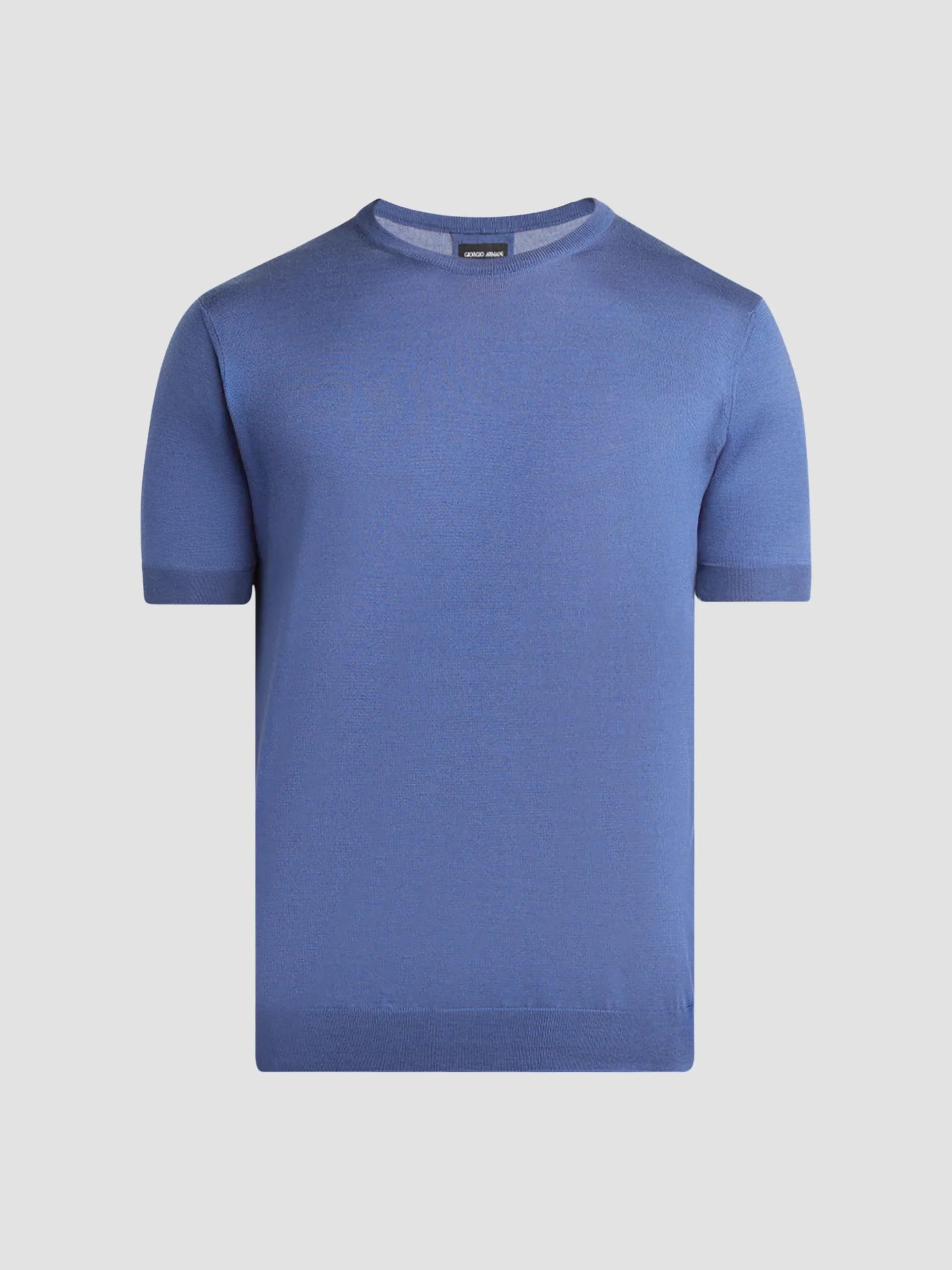 Men's Silk-Cotton Crewneck T-Shirt - Avio - 1