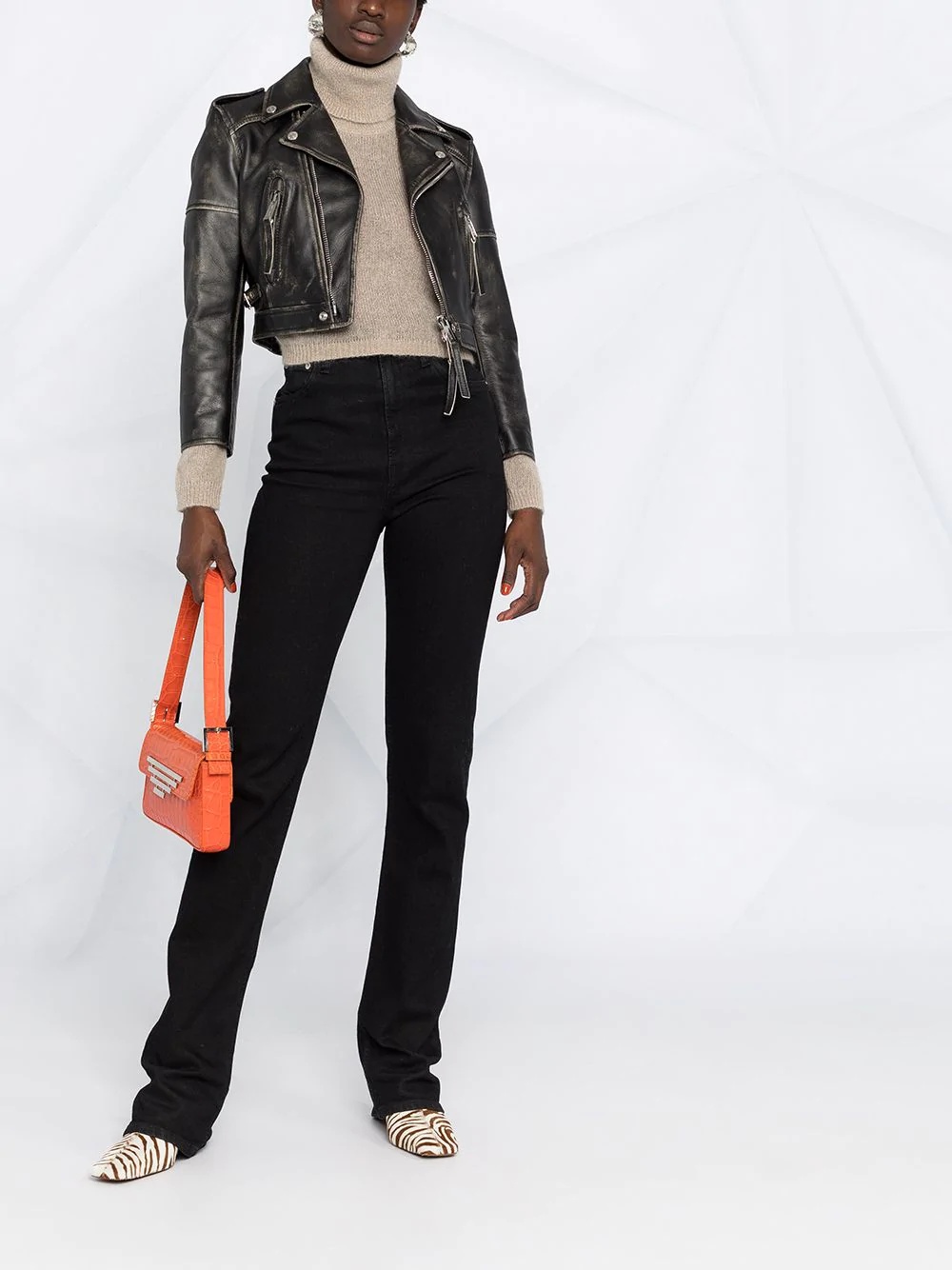 cropped biker jacket - 2