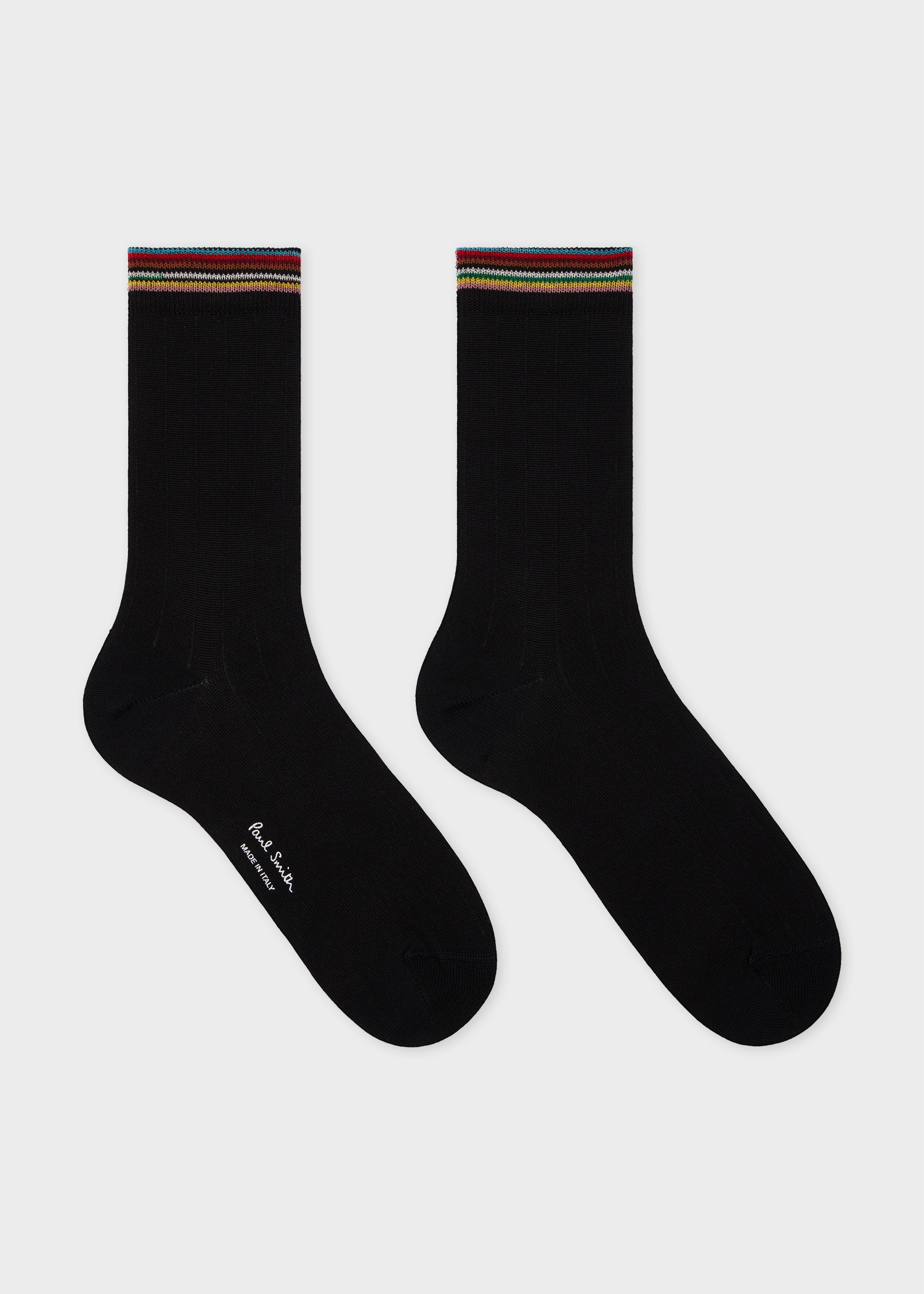 Women's Black 'Signature Stripe' Trim Socks - 2