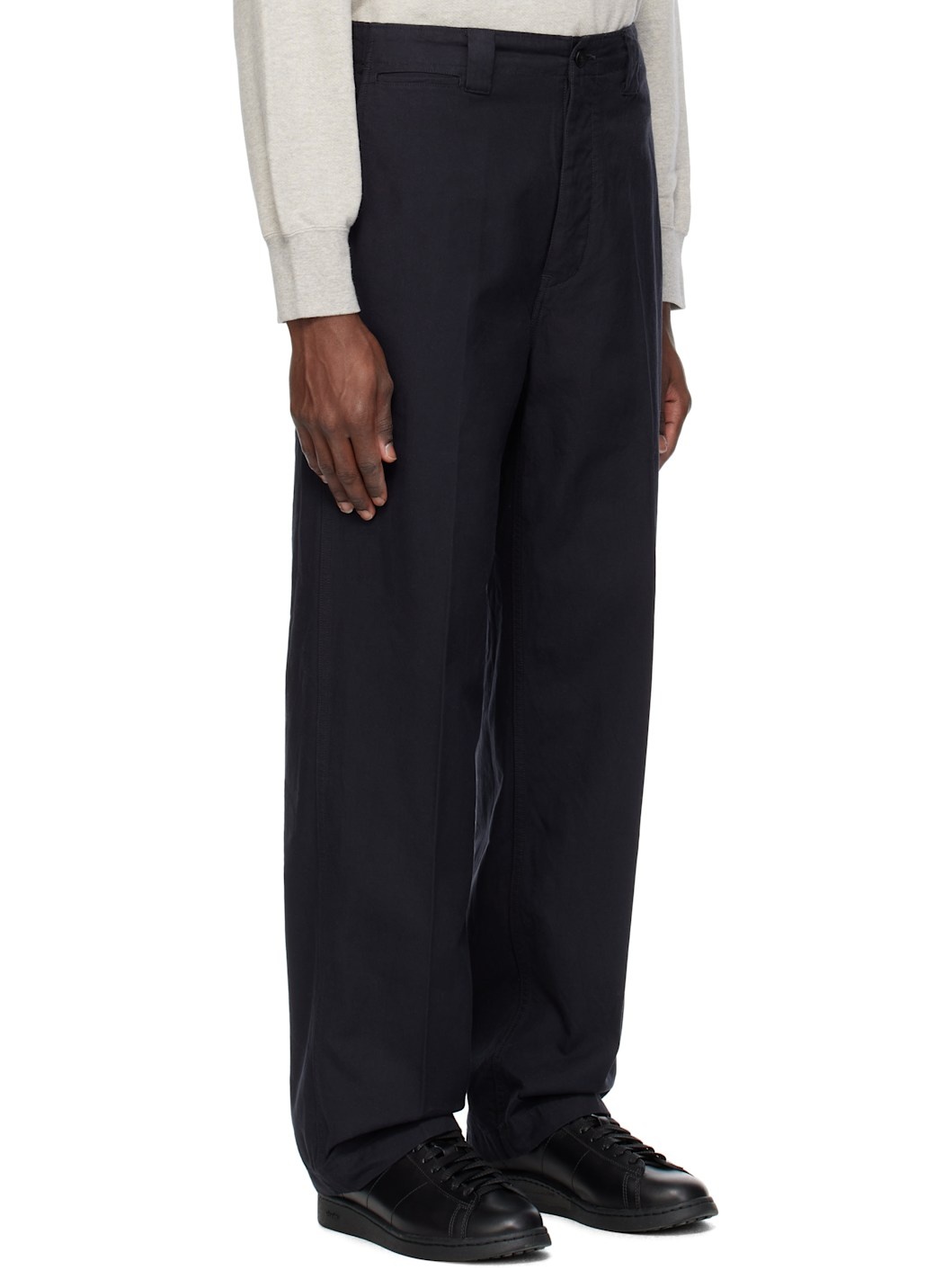 Navy Wide Chino Trousers - 2