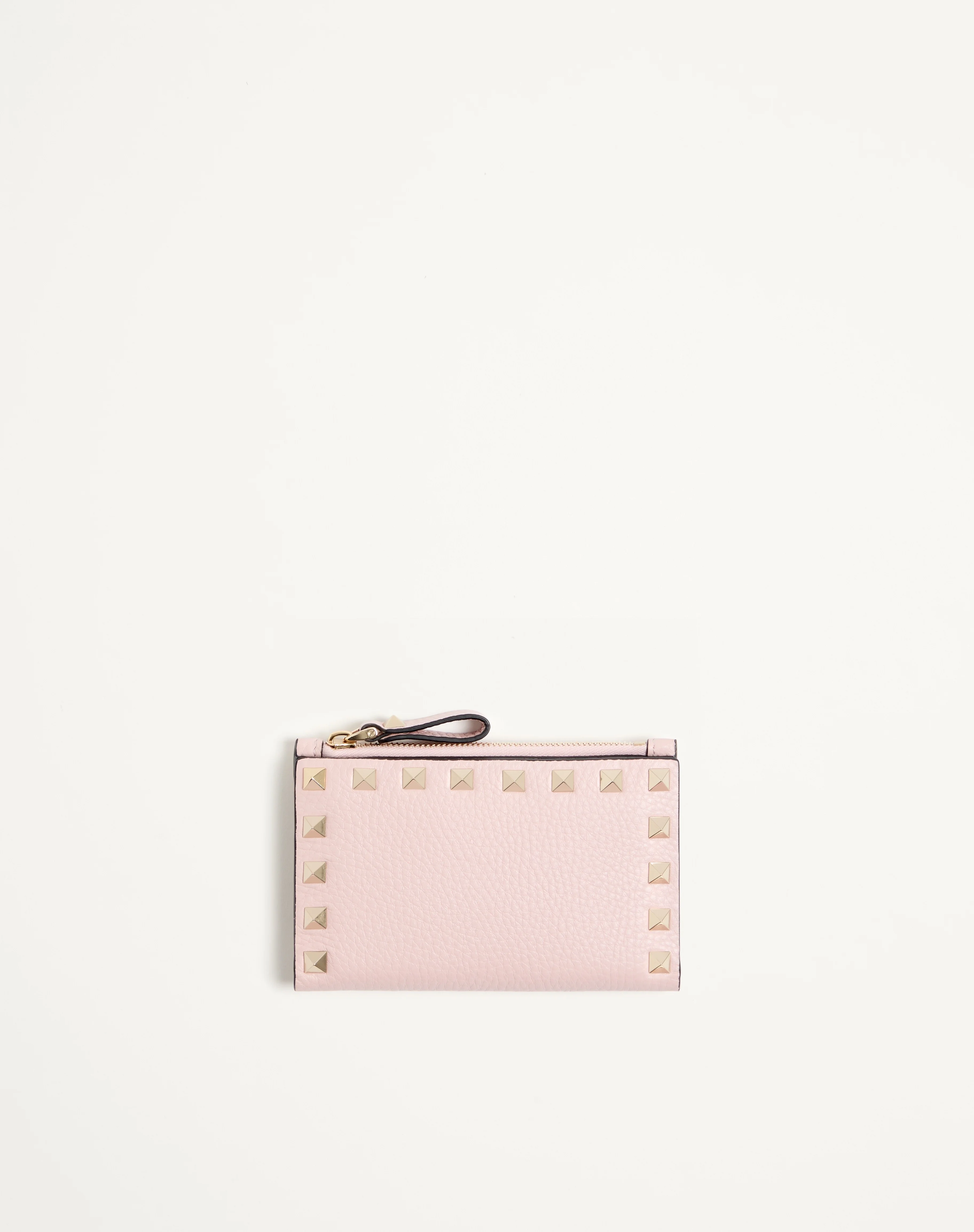 ROCKSTUD GRAINY CALFSKIN CARDHOLDER WITH ZIPPER - 1
