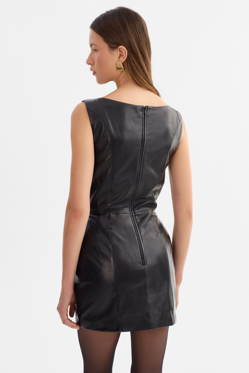 CASSANDRA | Leather Hourglass Mini Dress 5
