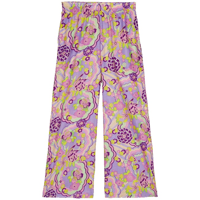 Women Silk Pants Rainbow Flowers - 1