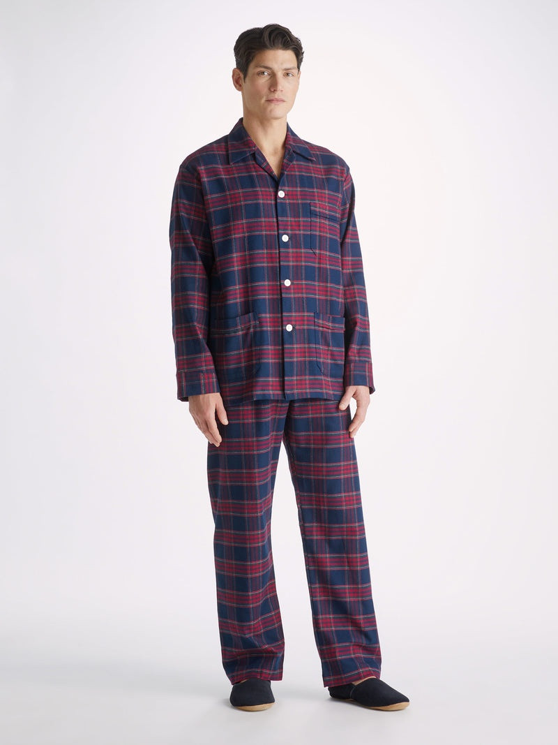 Derek Rose Men's Classic Fit Pyjamas Kelburn 36 Brushed Cotton Multi outlook