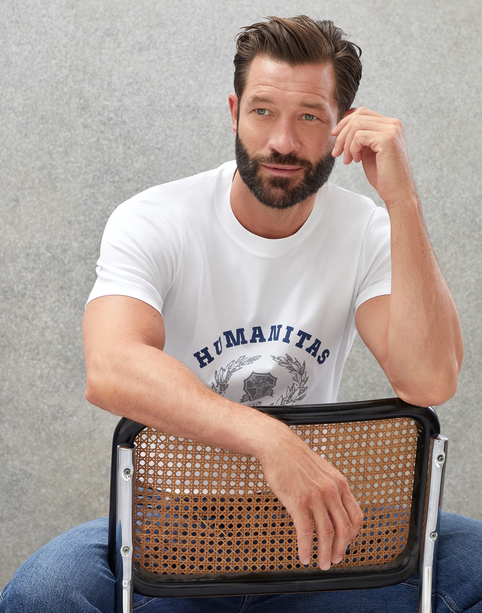 Cotton jersey basic fit crew neck T-shirt with print - 4