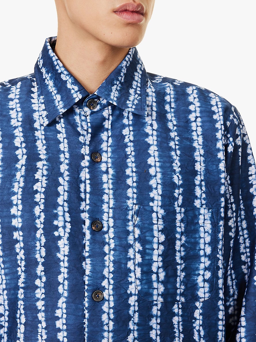 Abstract-print long-sleeve silk shirt - 5