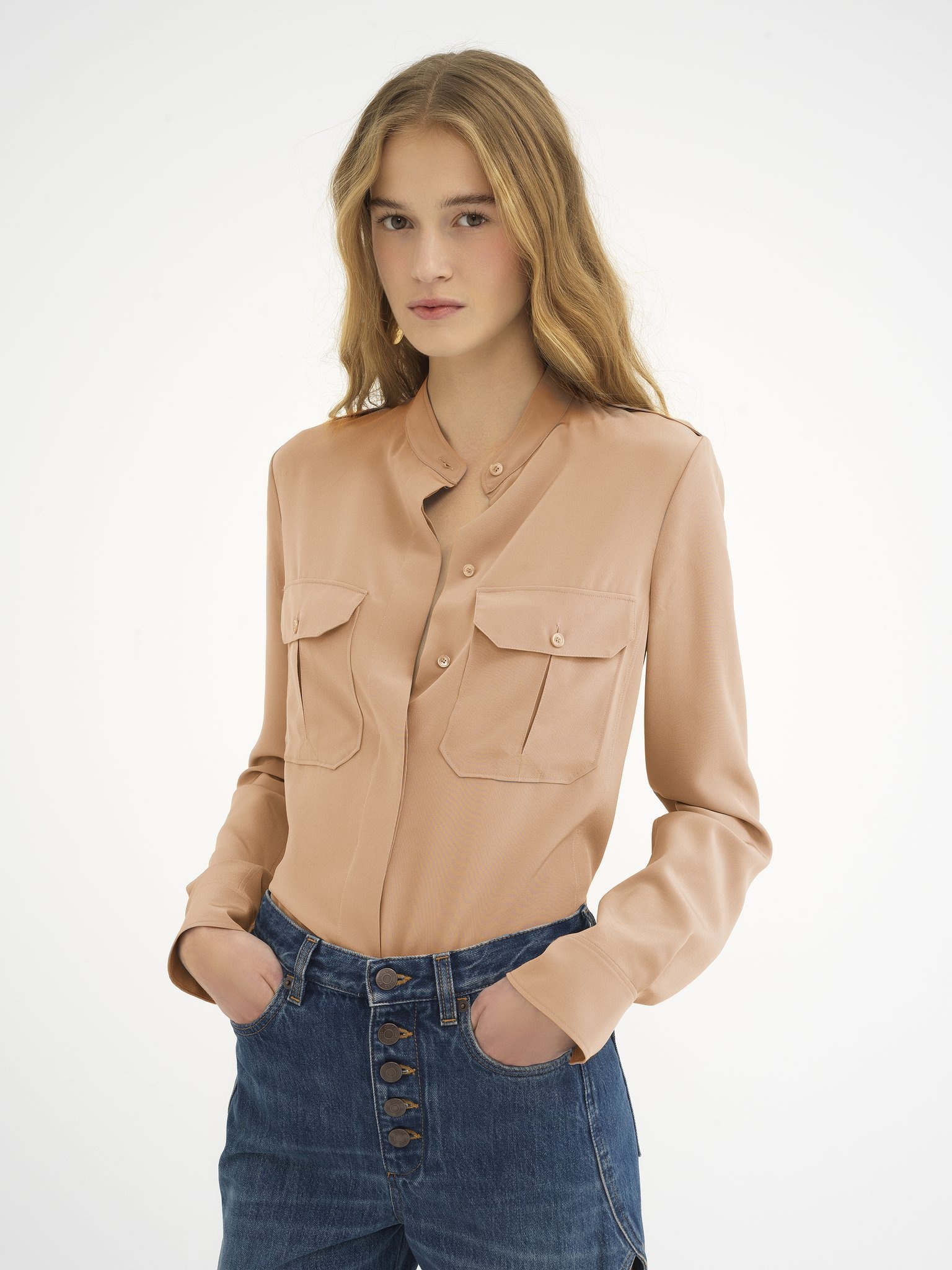 CLASSIC UTILITARIAN BLOUSE IN CRÊPE DE CHINE - 4