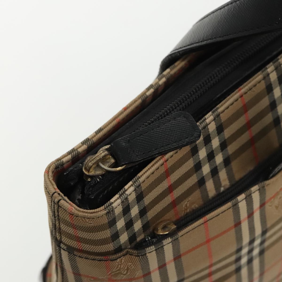 Burberry Nova Check Hand Bag Canvas Leather Beige Gold - 16