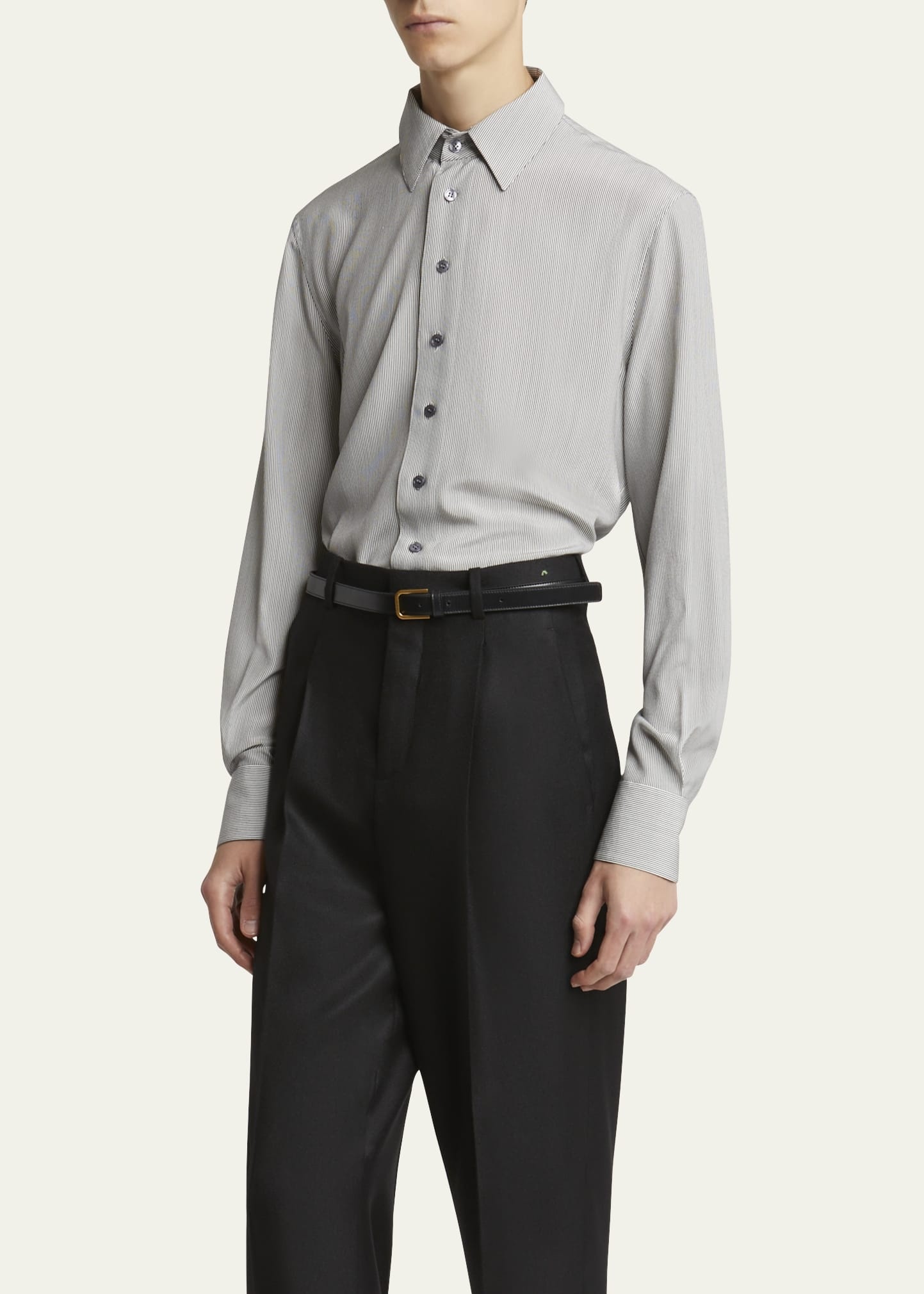 Men's Micro-Striped Silk Sport Shirt - 4