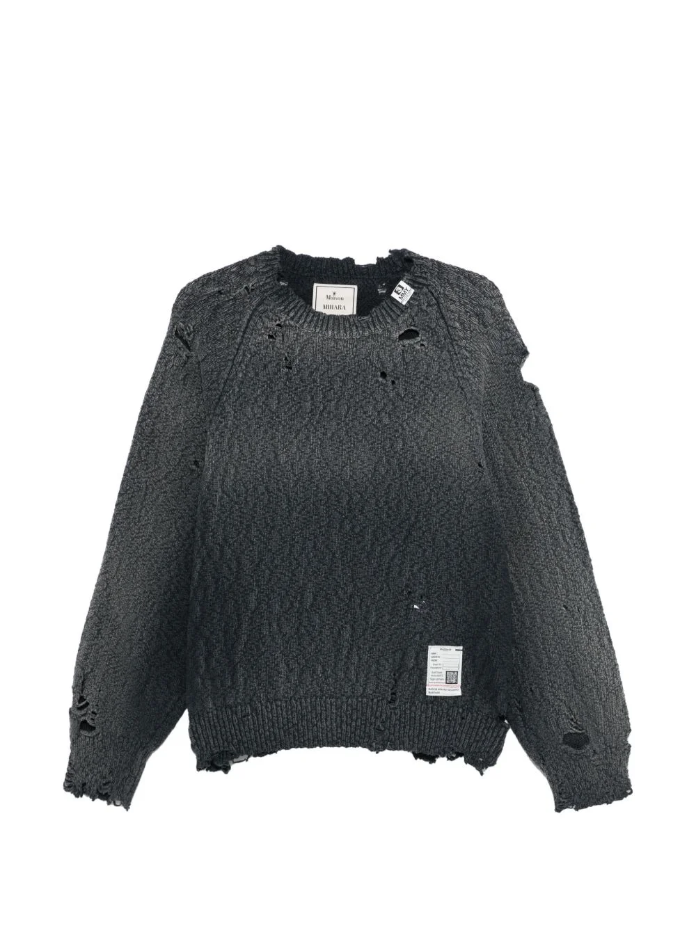 distressed crew-neck sweater - 1