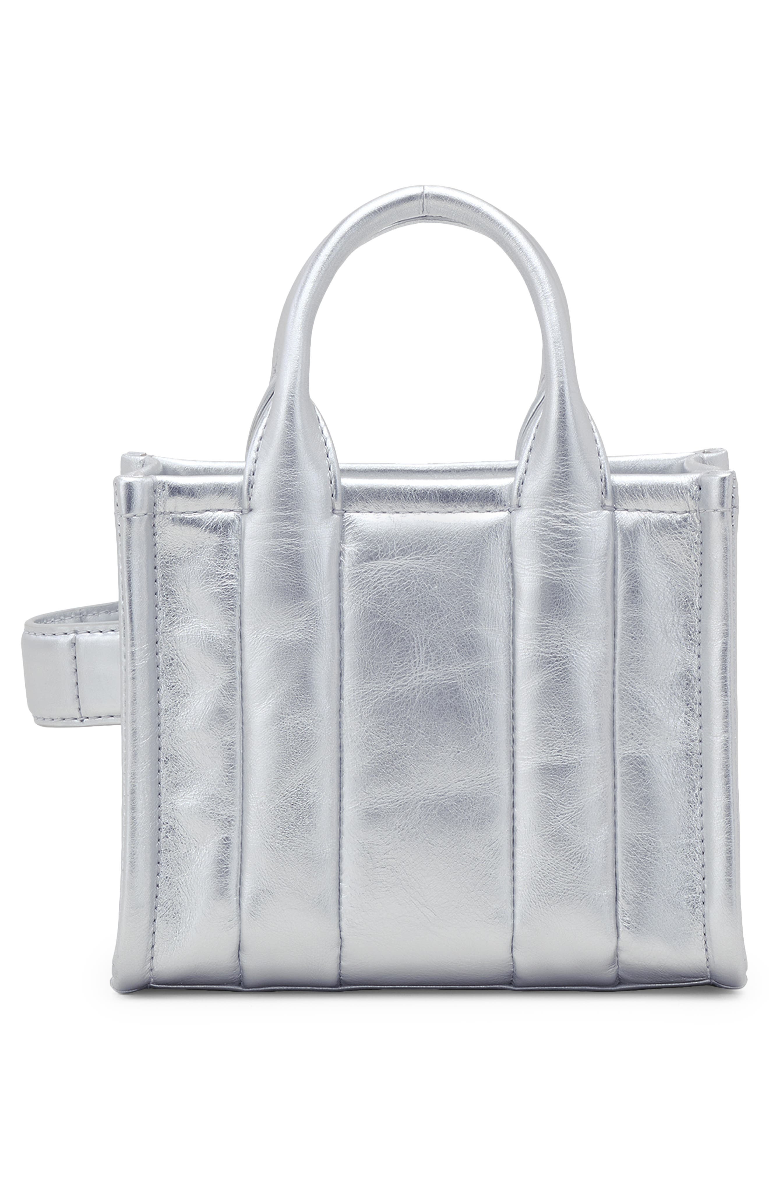 Marc Jacobs The Metallic Leather Crossbody Tote Bag in Silver at Nordstrom - 5