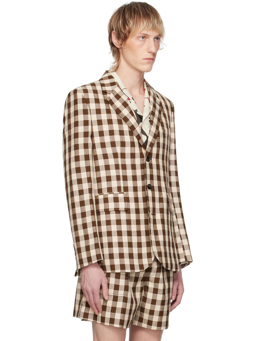 Brown & White Gilbert Check Blazer - 2