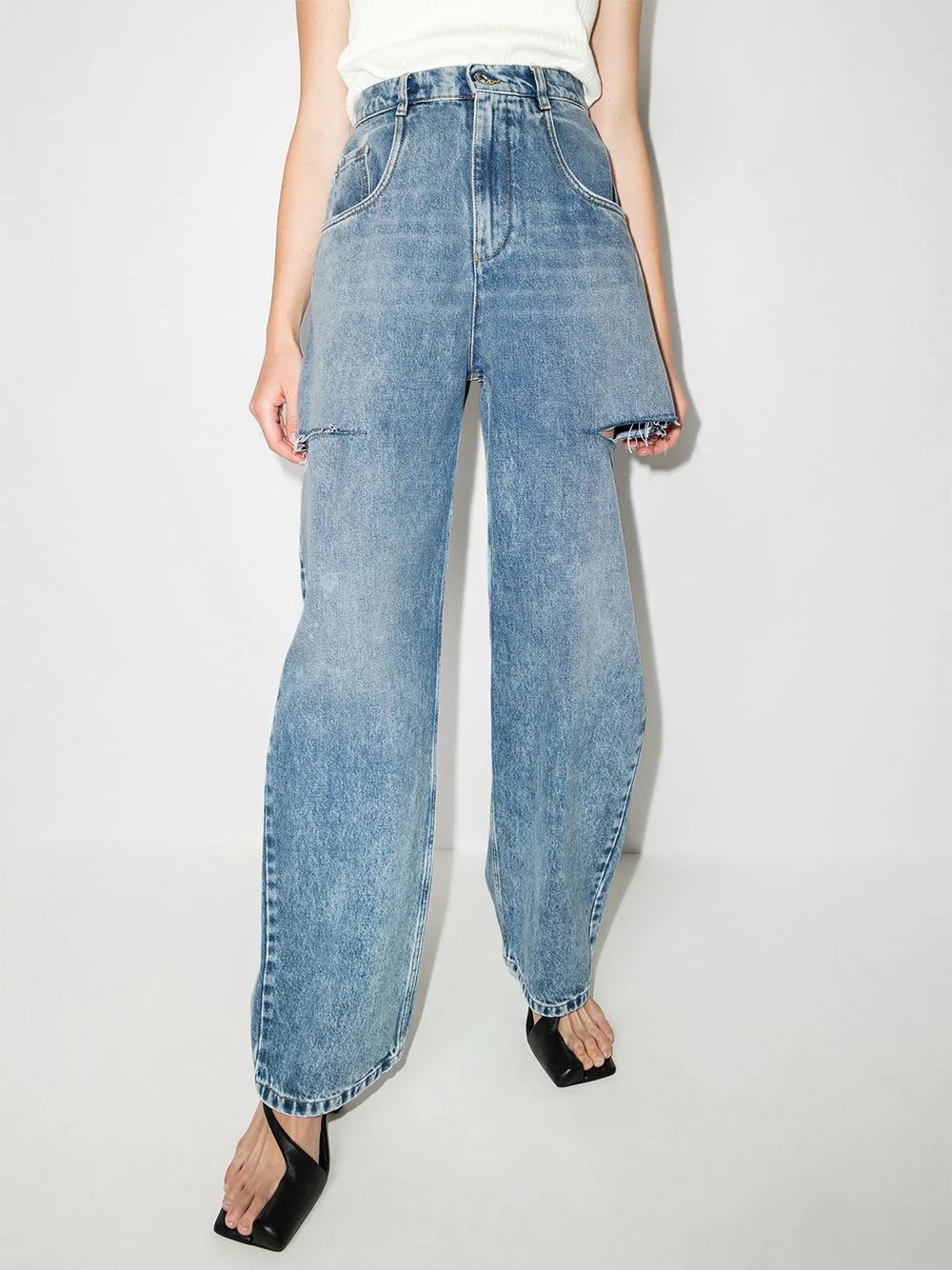 distressed straight-leg jeans - 2