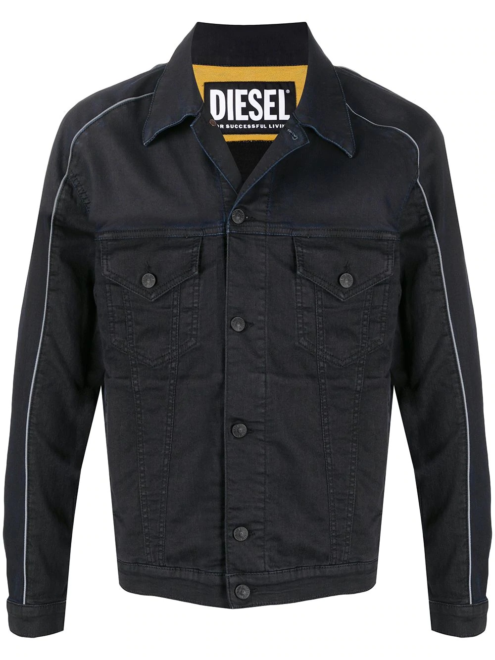 contrasting-trim denim jacket - 1