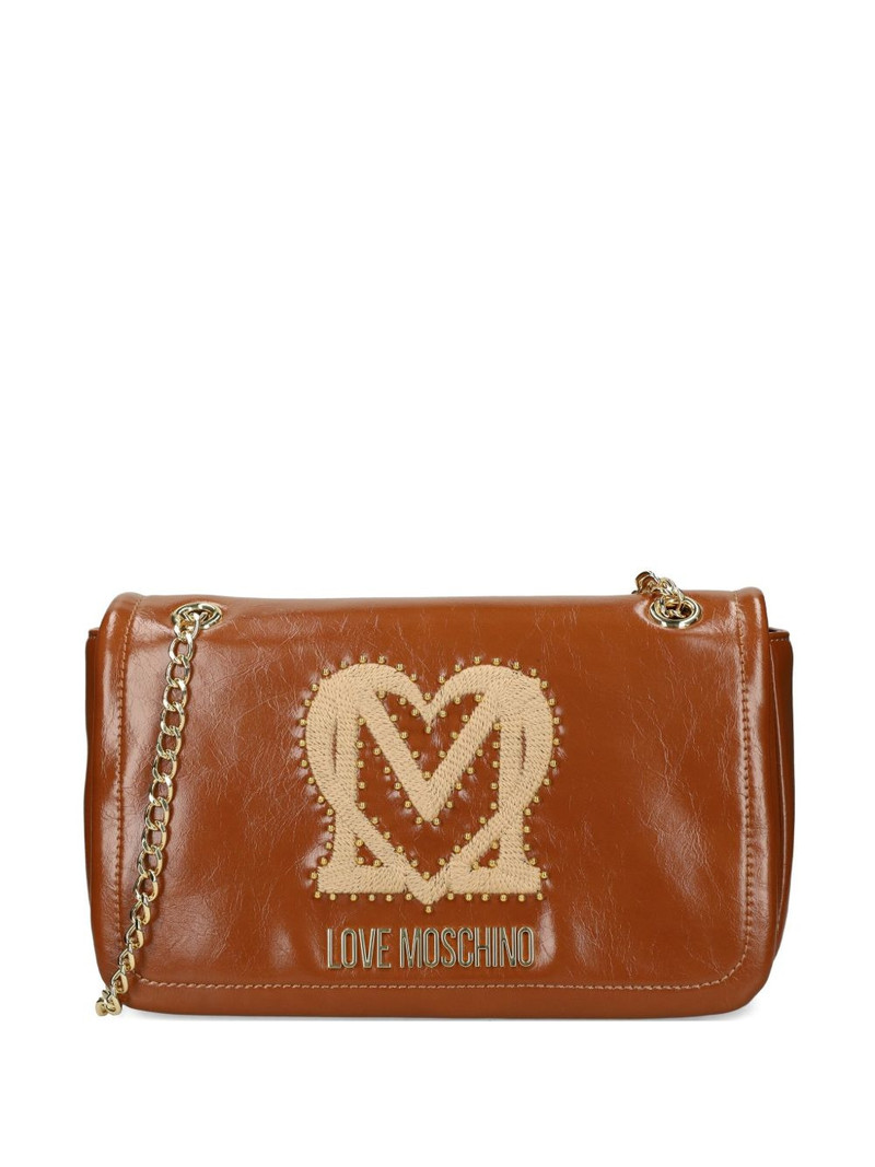 logo-plaque studded shoulder bag 1