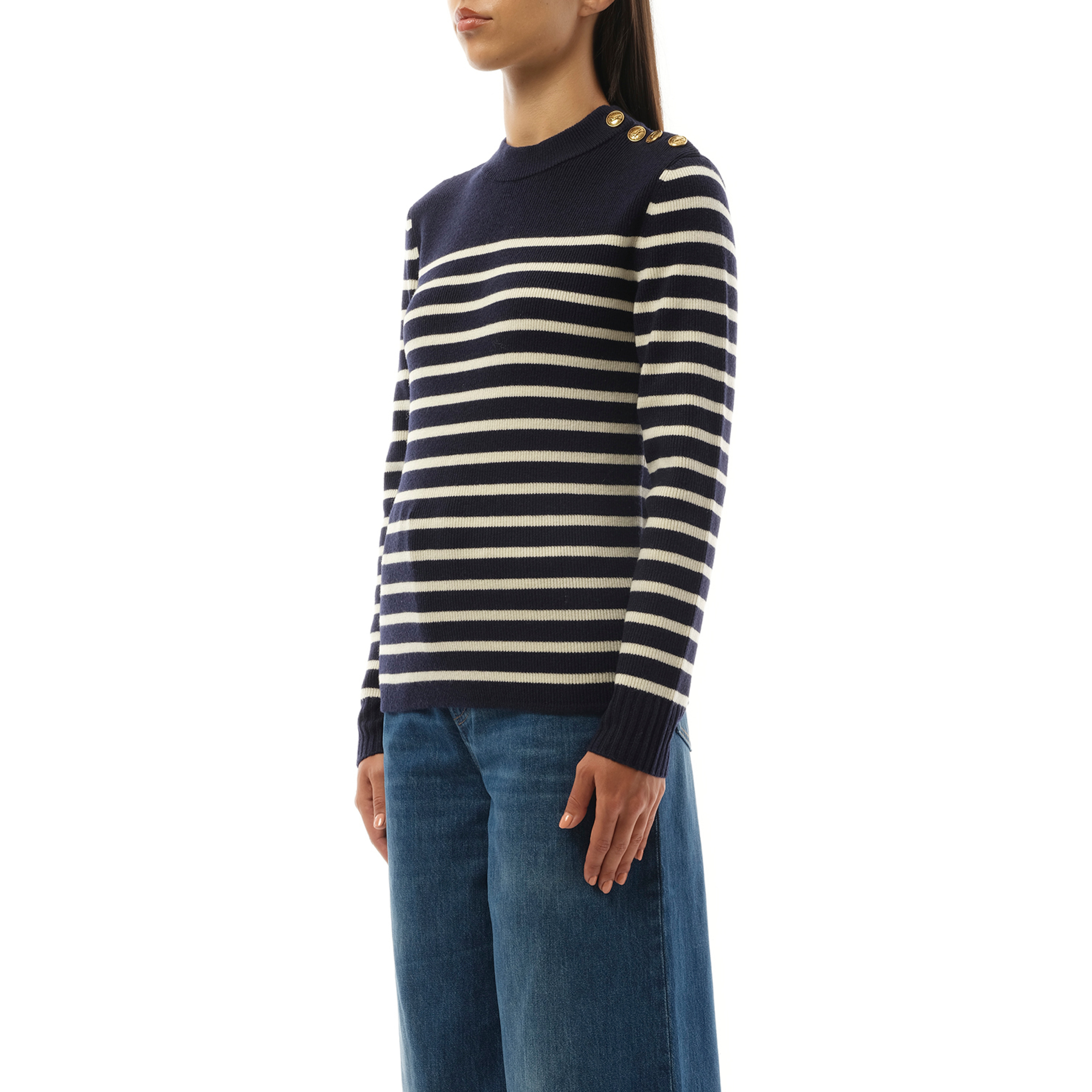 Chloe Mariniere Sweater in Blue/White - 5