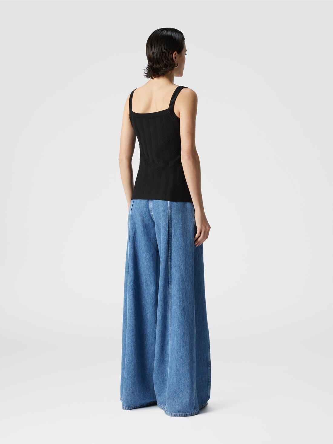 Tone-on-tone zigzag cotton and viscose tank tops - 3