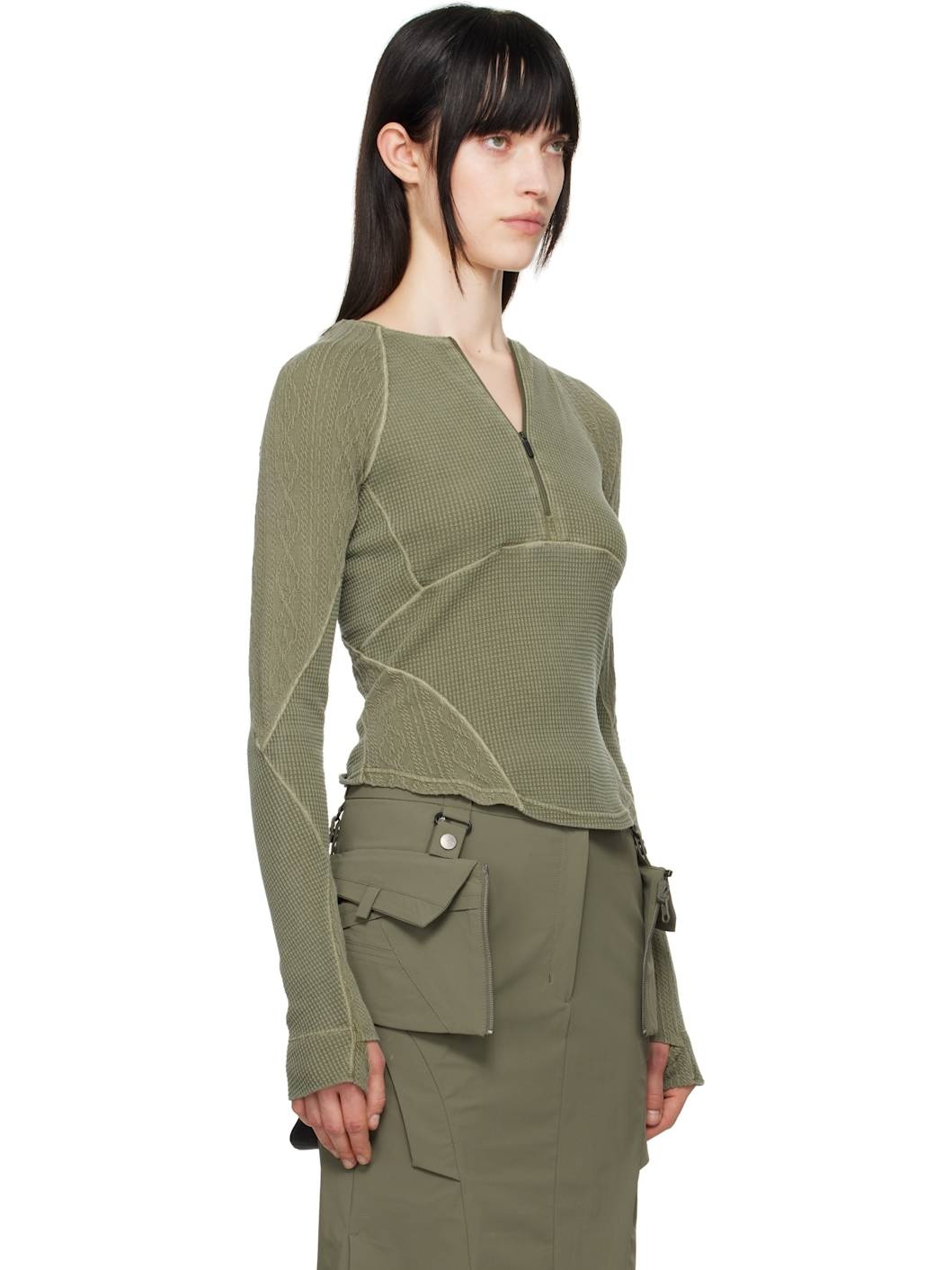 Khaki Half-Zip Raglan T-shirt - 2