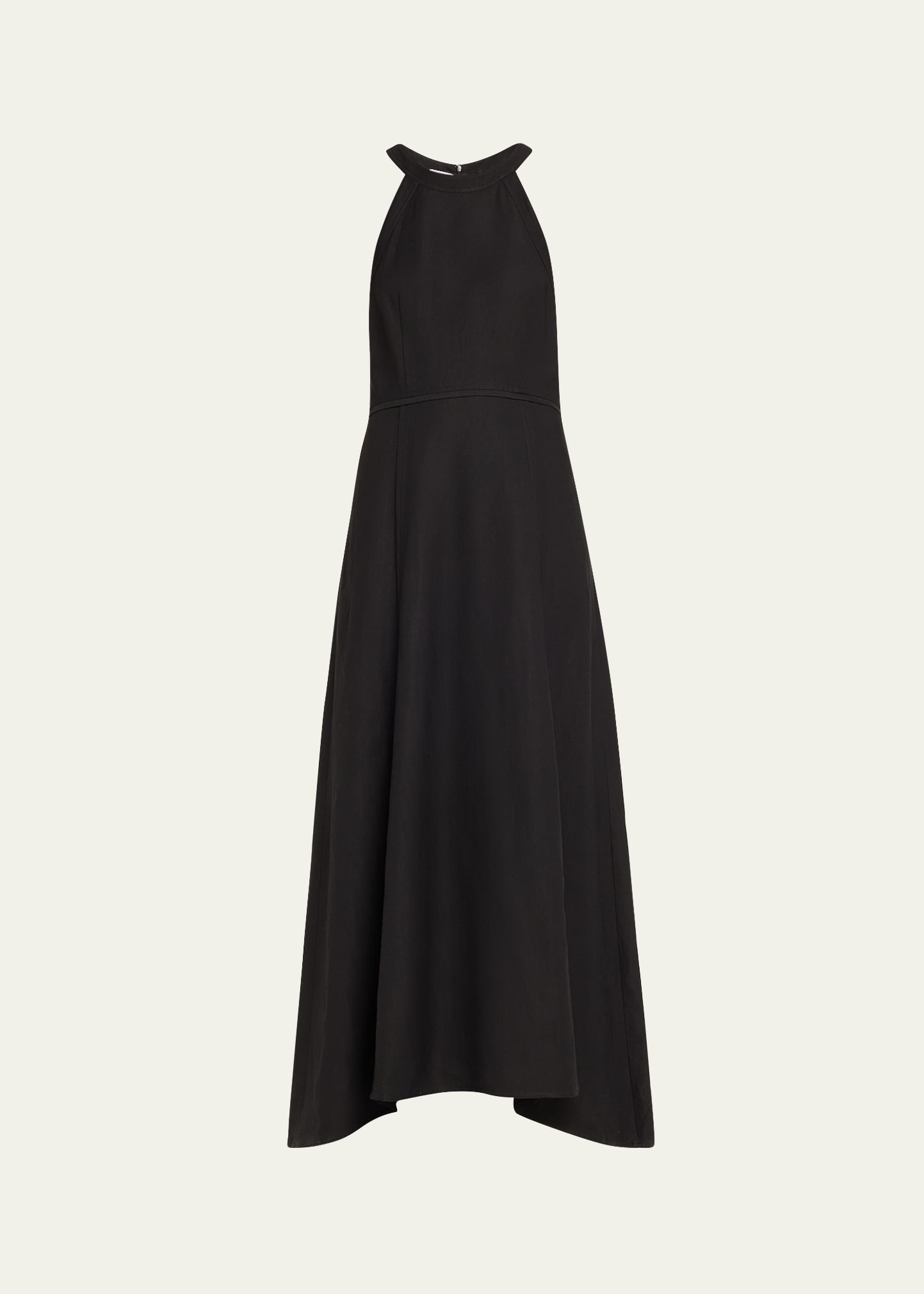 Fluid Linen Twill Maxi Dress with Monili Detail - 1