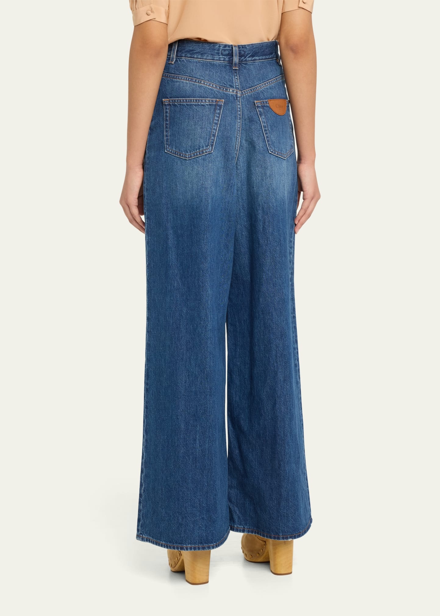 Wide Leg Denim Trousers - 3