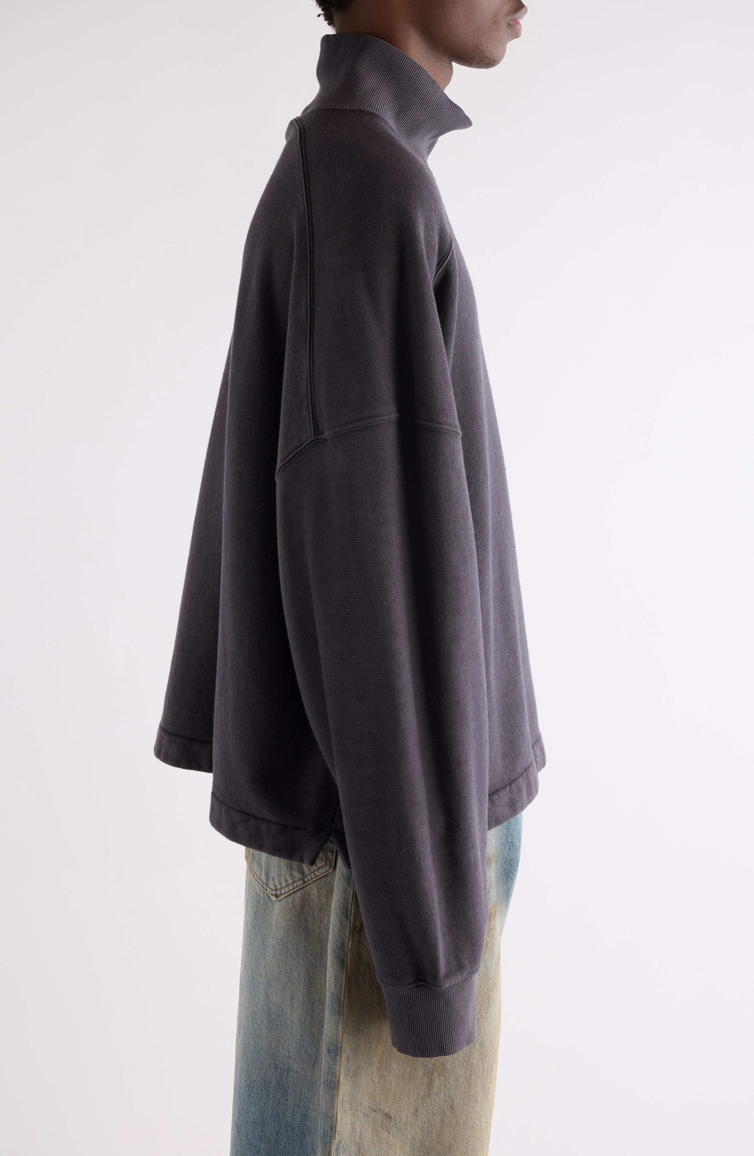 Acne Studios Fester U Duo Logogram Organic Cotton Sweatshirt in Faded Black at Nordstrom - 4