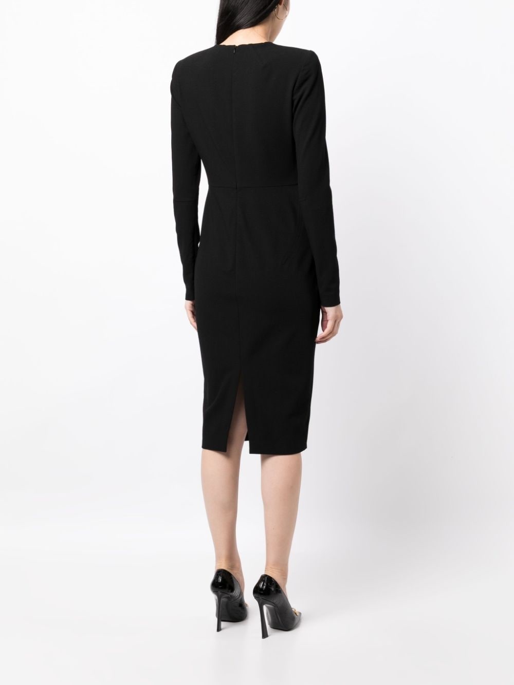 round-neck fitted-waist dress - 4