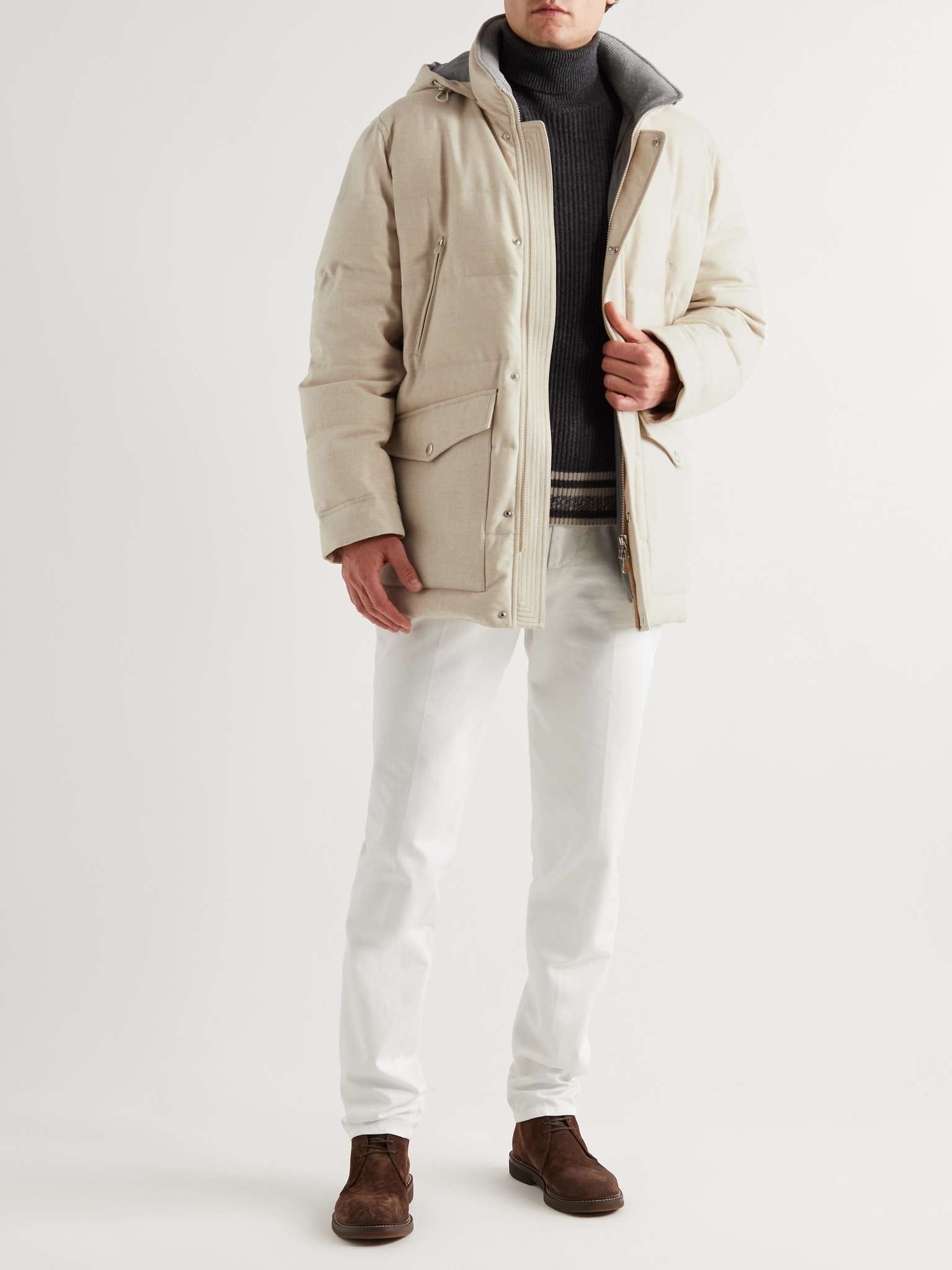 Quilted Wool-Blend Twill Hooded Down Parka - 2