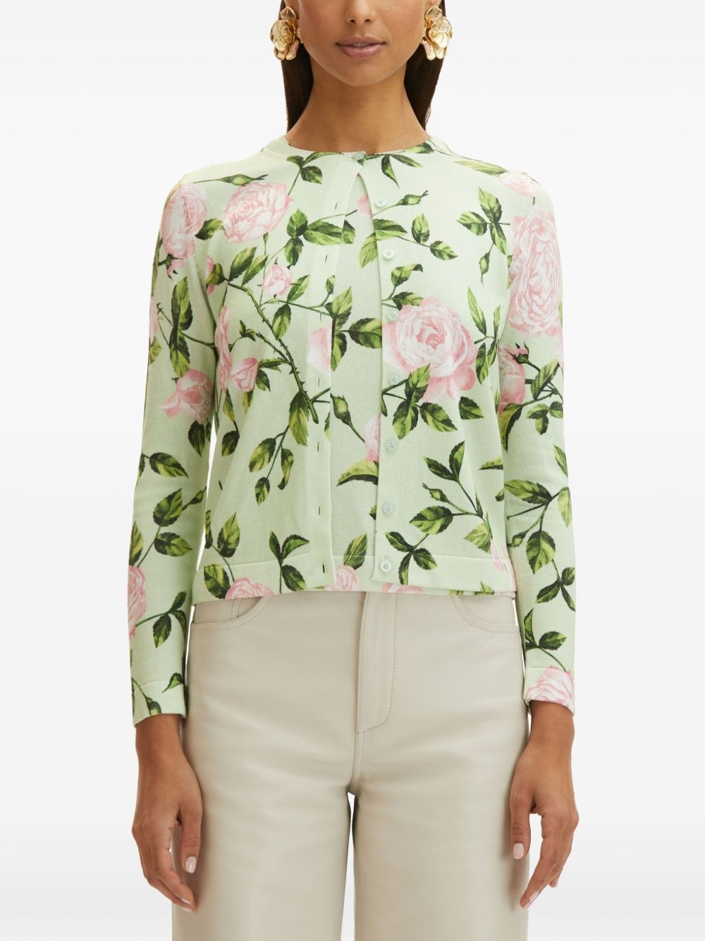 English Rose print cardigan - 2
