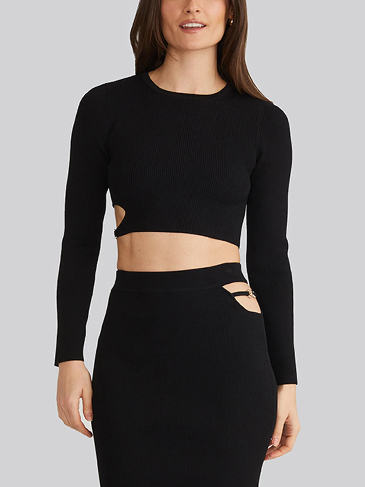 Alexia: Cropped Buckle Cutout Top - 1