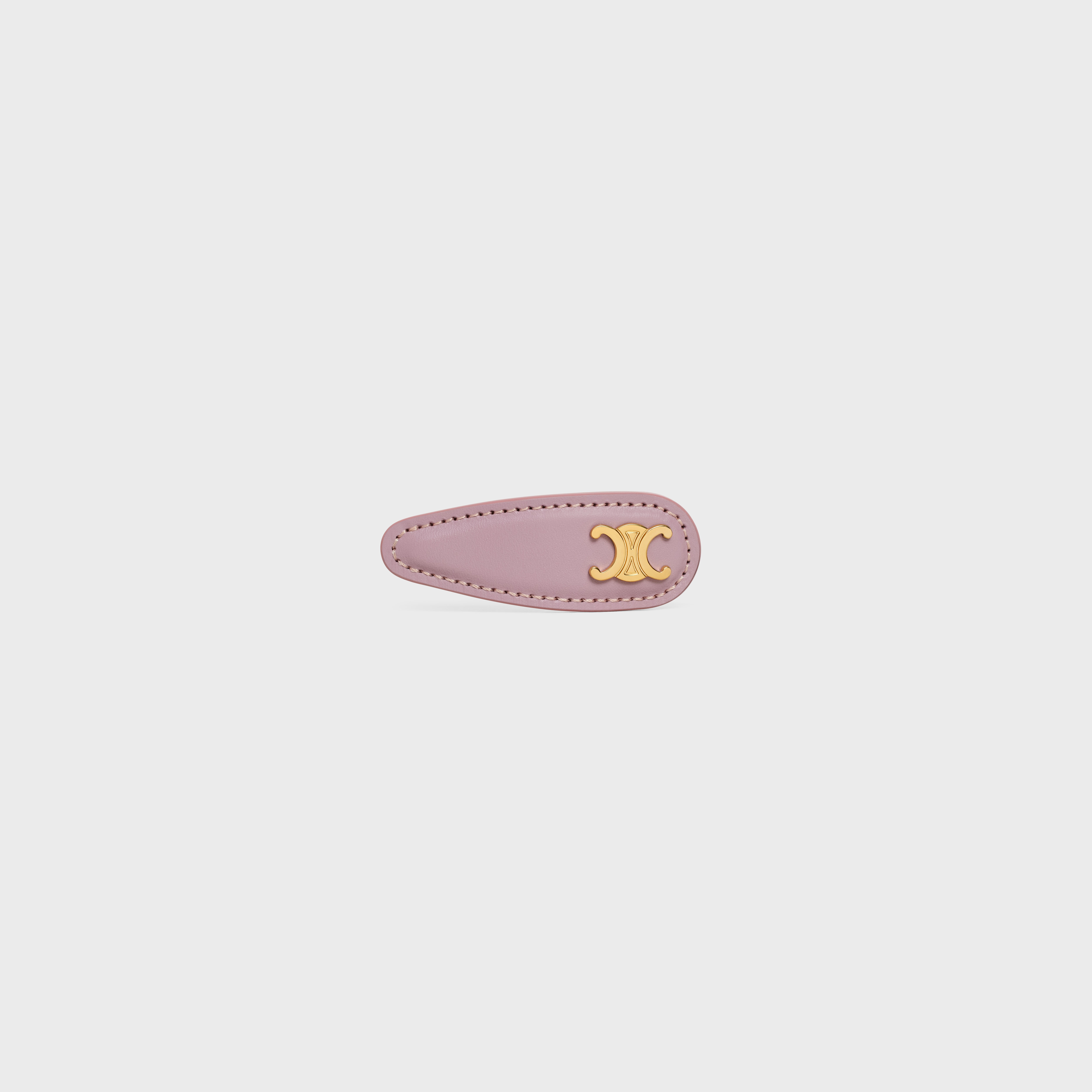 Triomphe Snap Hair Clip in Brass with Gold Finish, Calfskin and Steel - 1