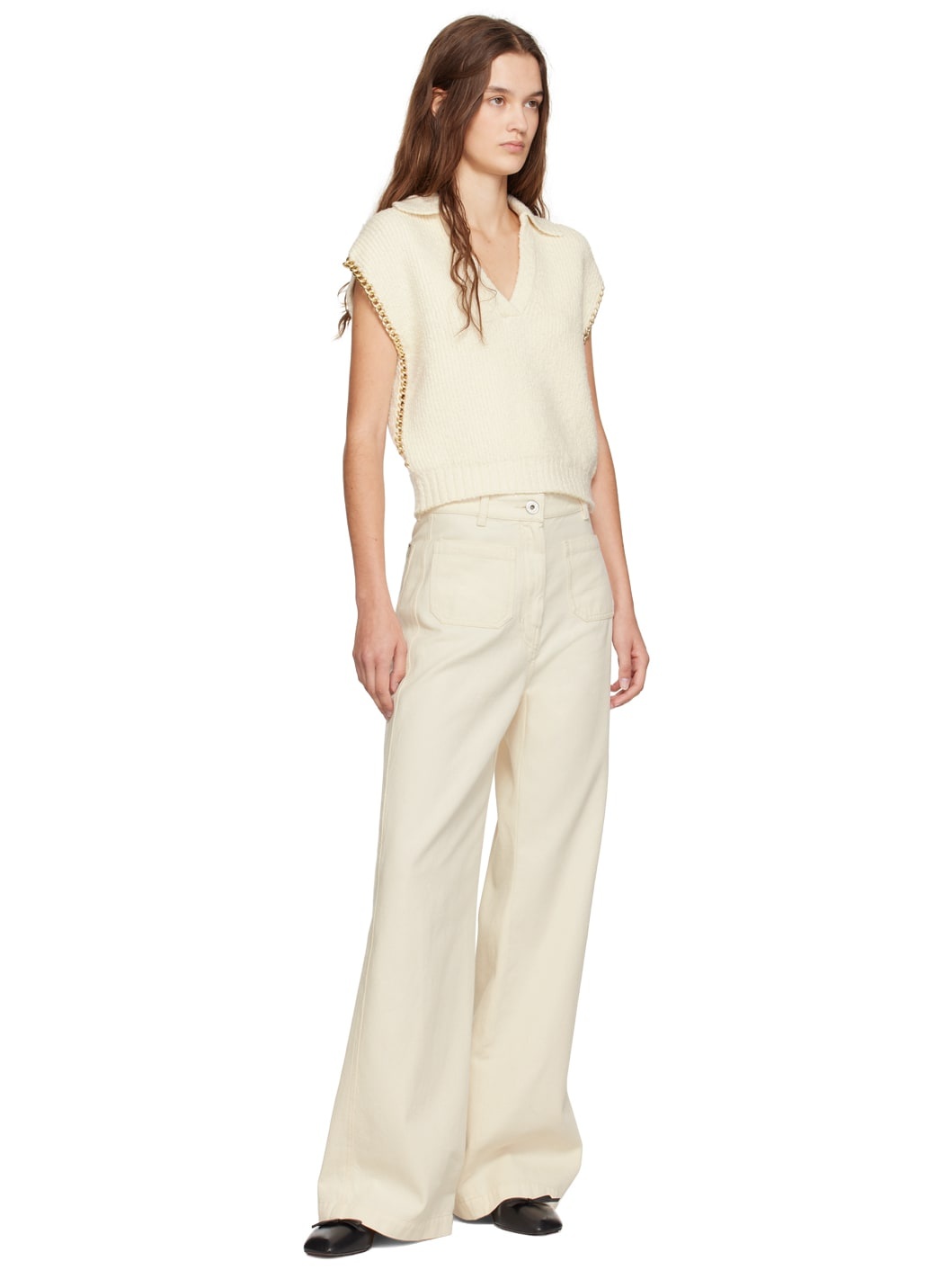 Off-White Boucle Cropped Chain Trim Vest - 4