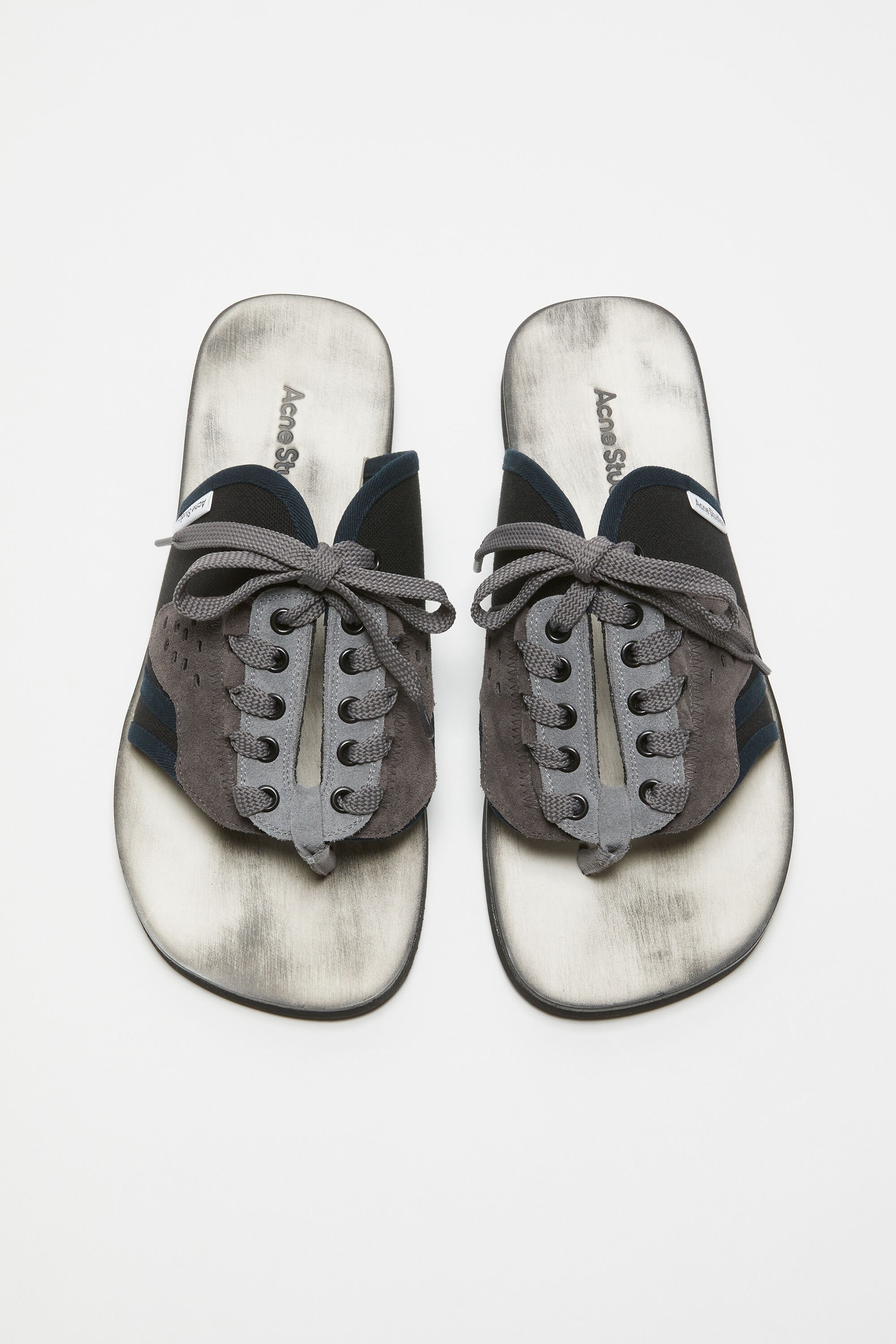 Lace-up leather sandals - Black - 2