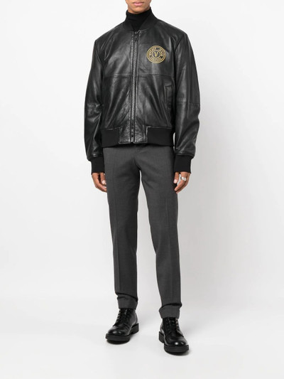 VERSACE JEANS COUTURE V-Emblem leather jacket outlook