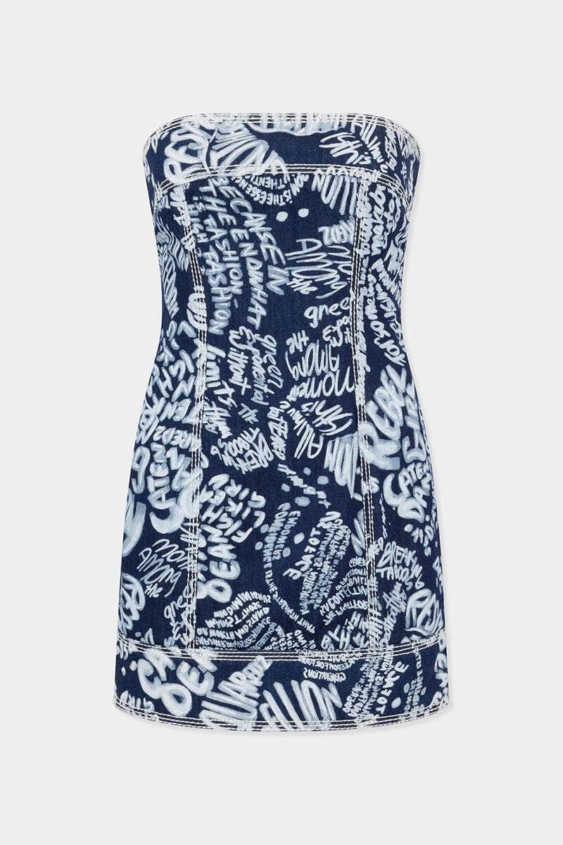 DARK WASH REBEL HIBISCUS DENIM DRESS 1