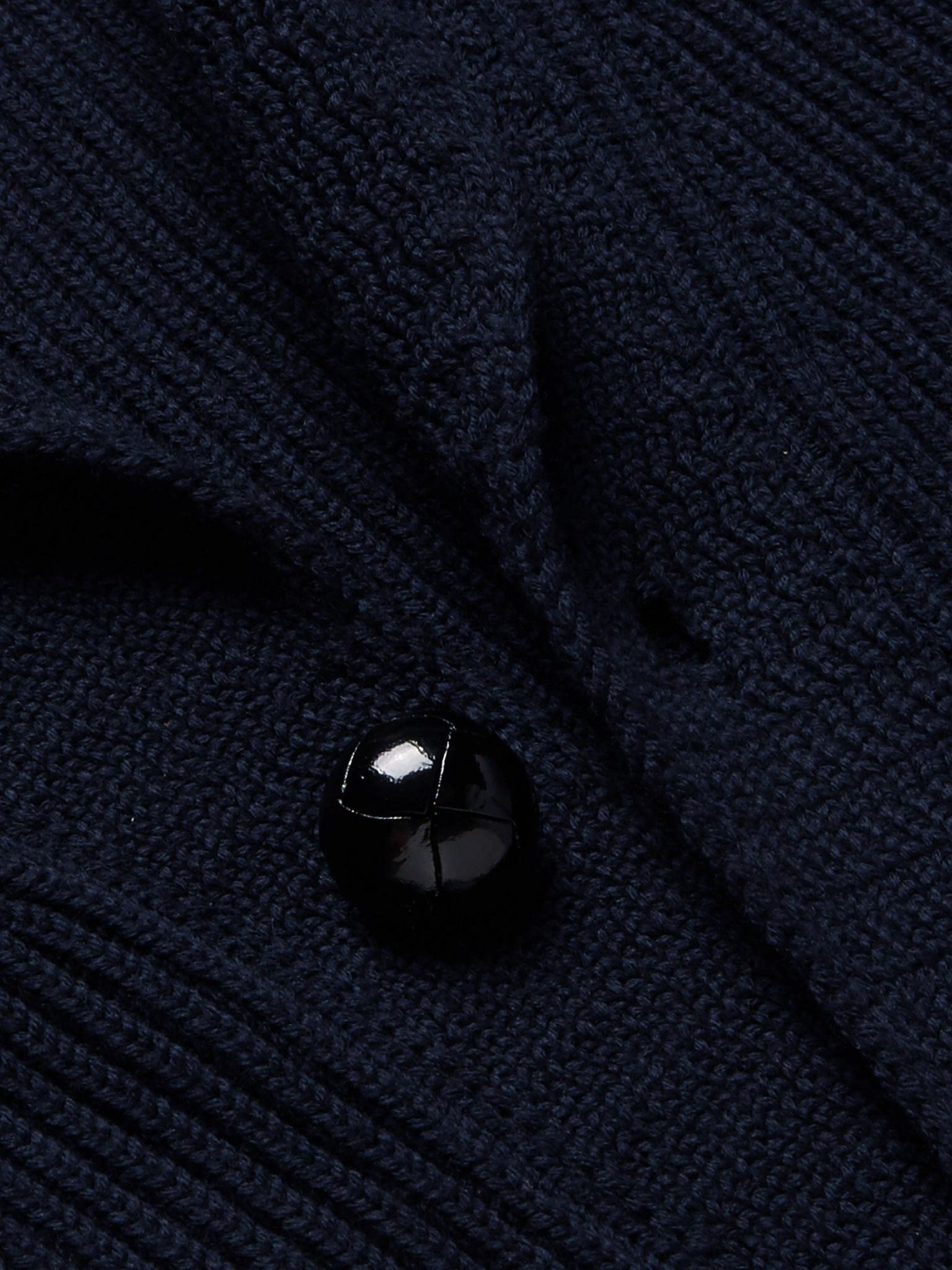 Shawl-Collar Ribbed Wool Cardigan Navy - 4