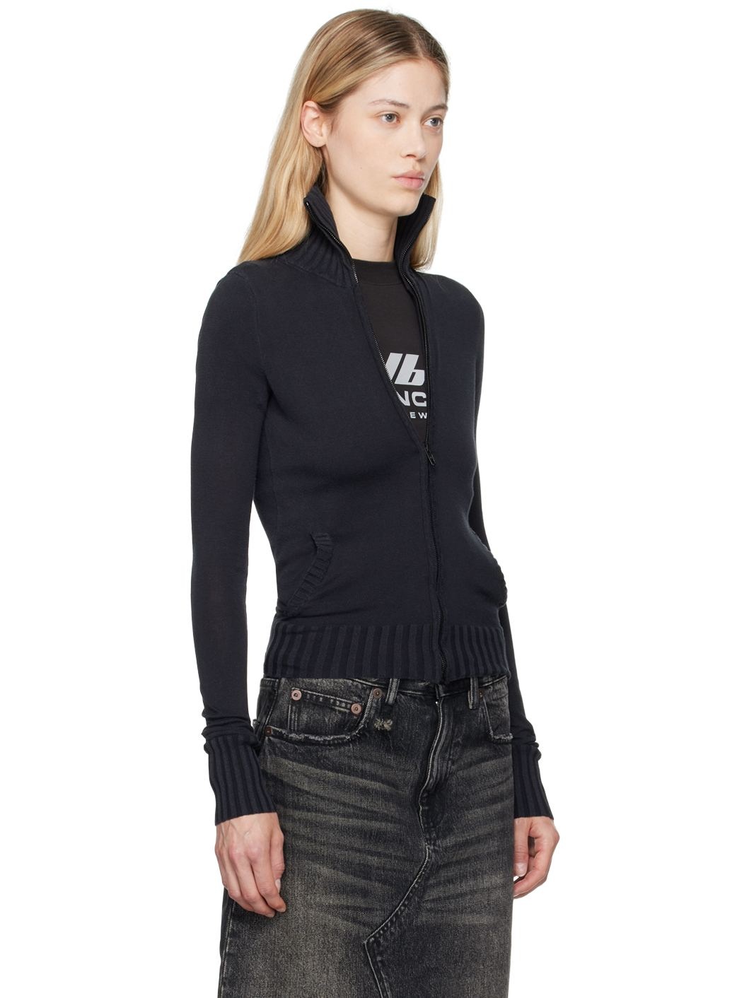 Black BB Paris Icon Zip Up Sweater - 2