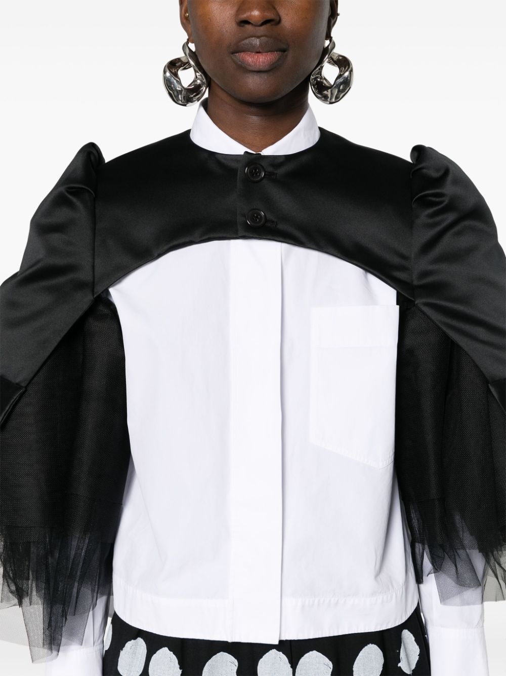 tulle-inserts cropped jacket - 5