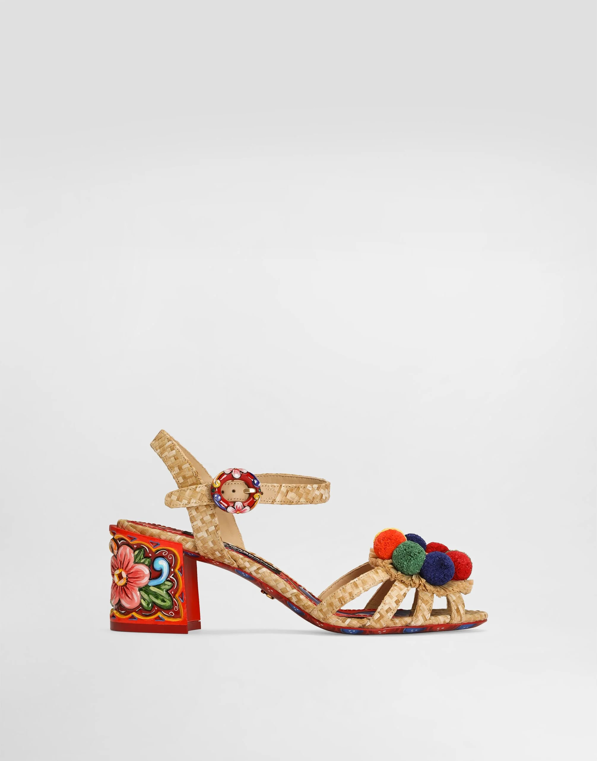 Raffia sandals with embroidery - 1