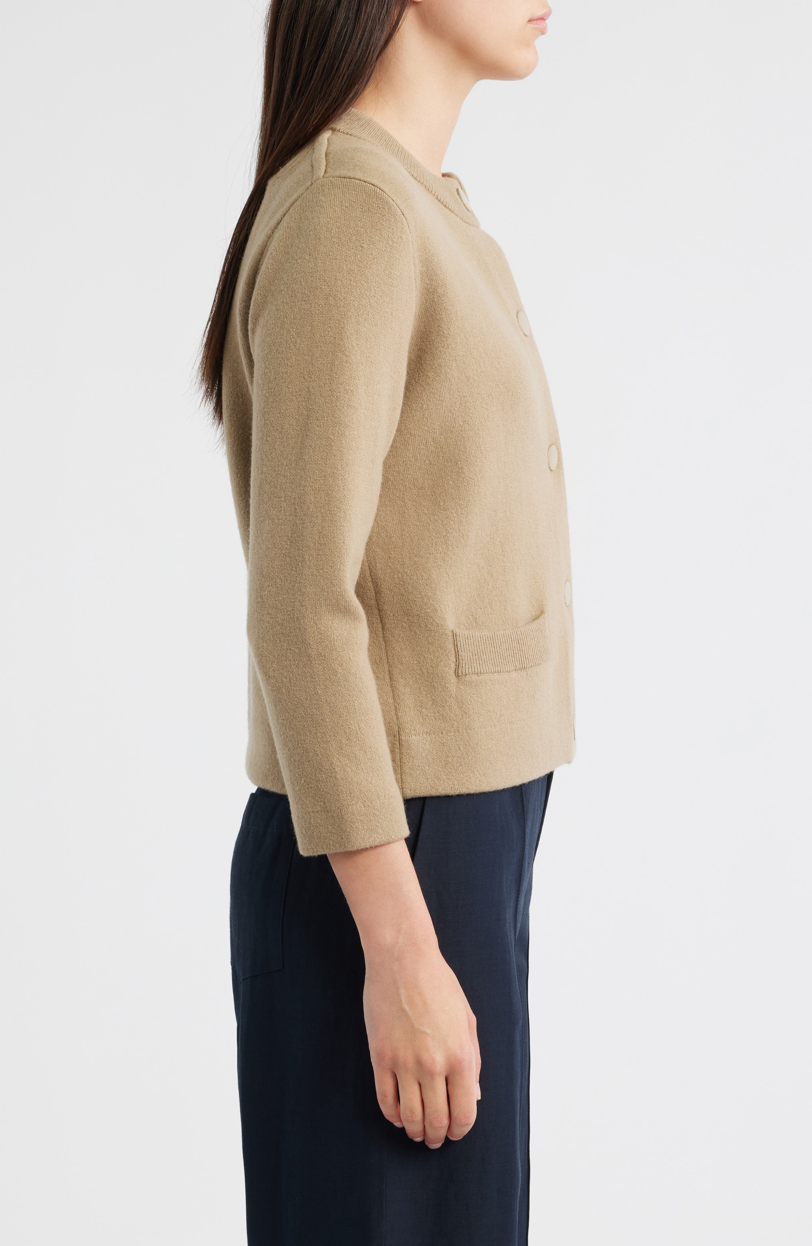 Vince Shrunken Wool & Cashmere Snap Cardigan in Fawn at Nordstrom - 3