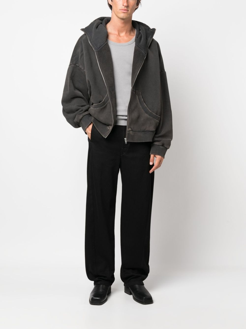 zip-fastening cotton hoodie - 2