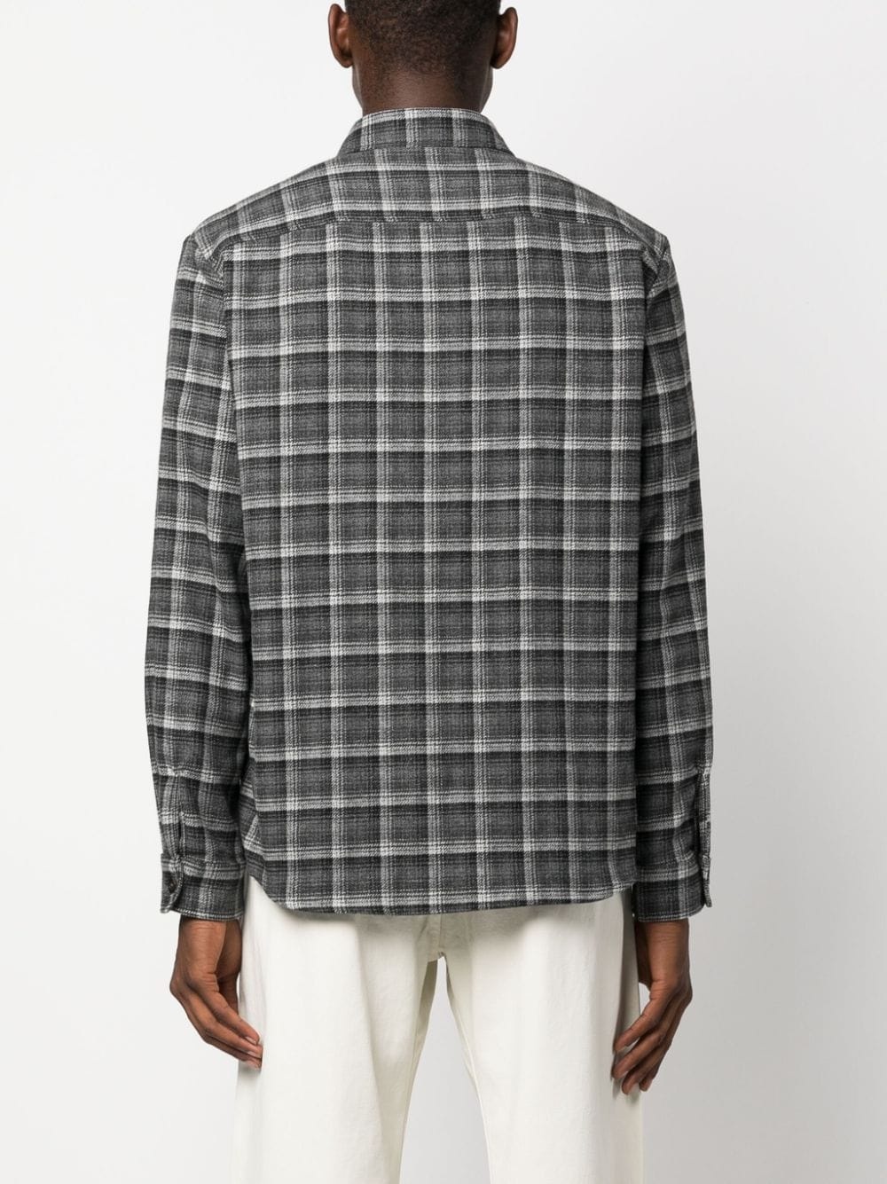 checked wool-blend shirt - 4