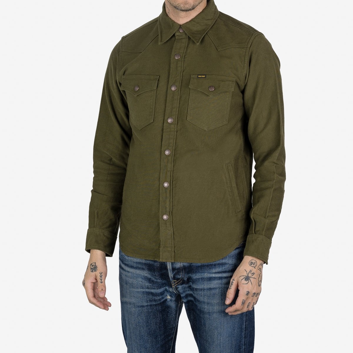 IHSH-331-ODG 12oz Moleskin CPO Shirt - Olive - 2