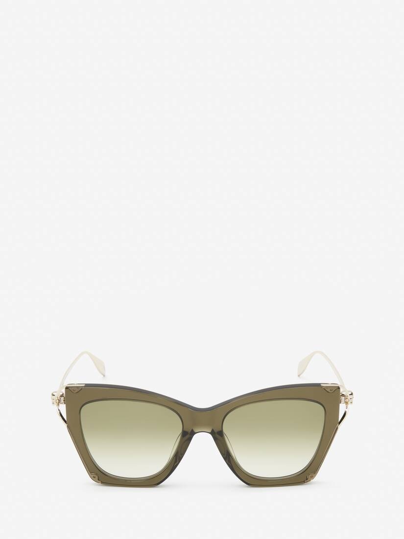 Women's Skull Hinge Soft Square Sunglasses in Green - 1