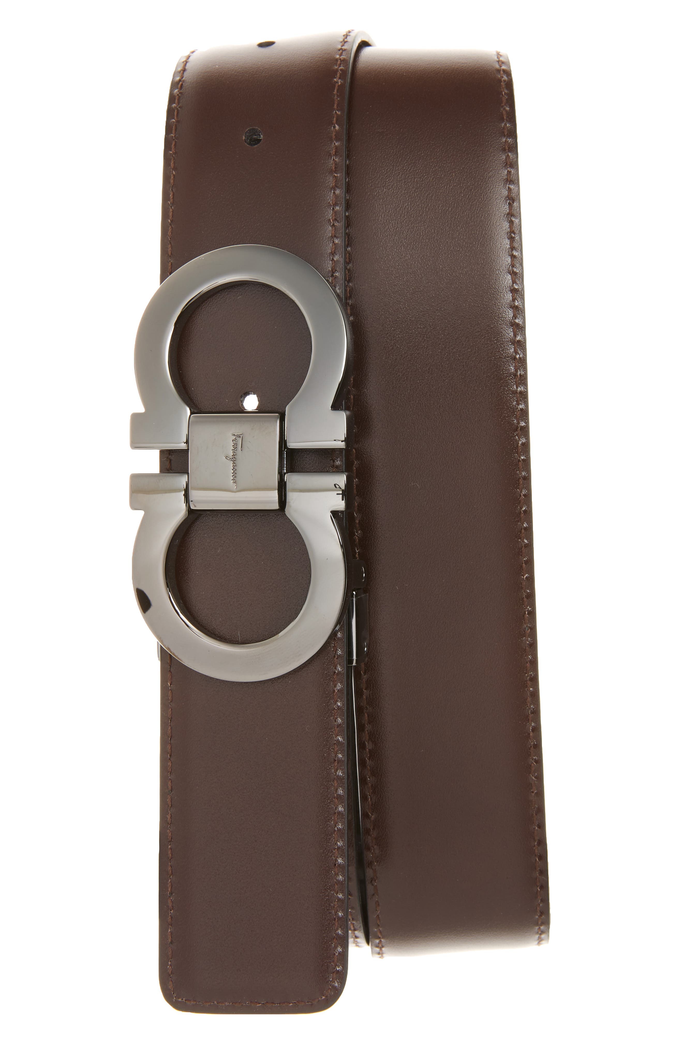 FERRAGAMO Reversible Leather Belt in Black/Auburn at Nordstrom - 2