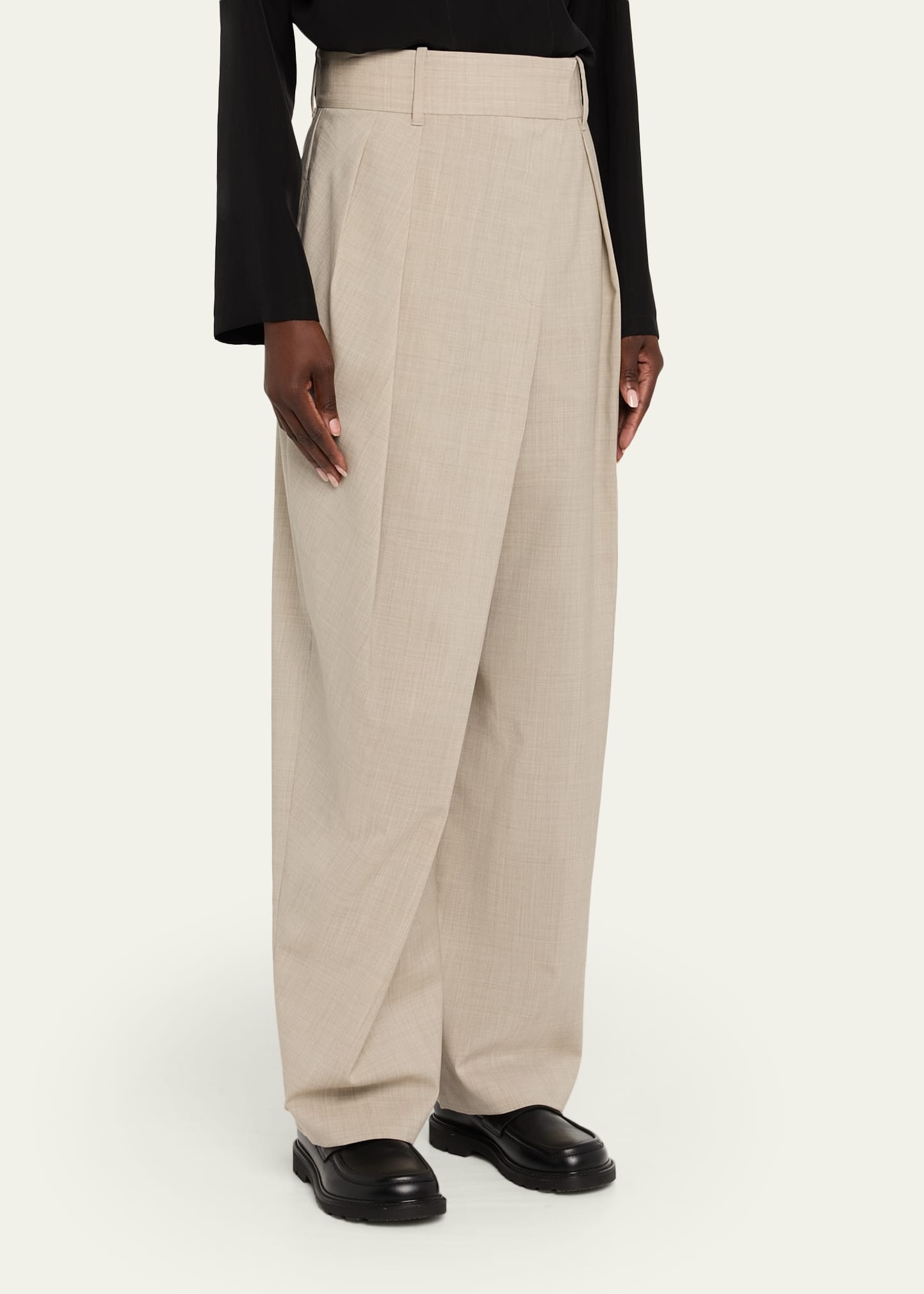 Wrap Pleated Wide-Leg Trousers - 4